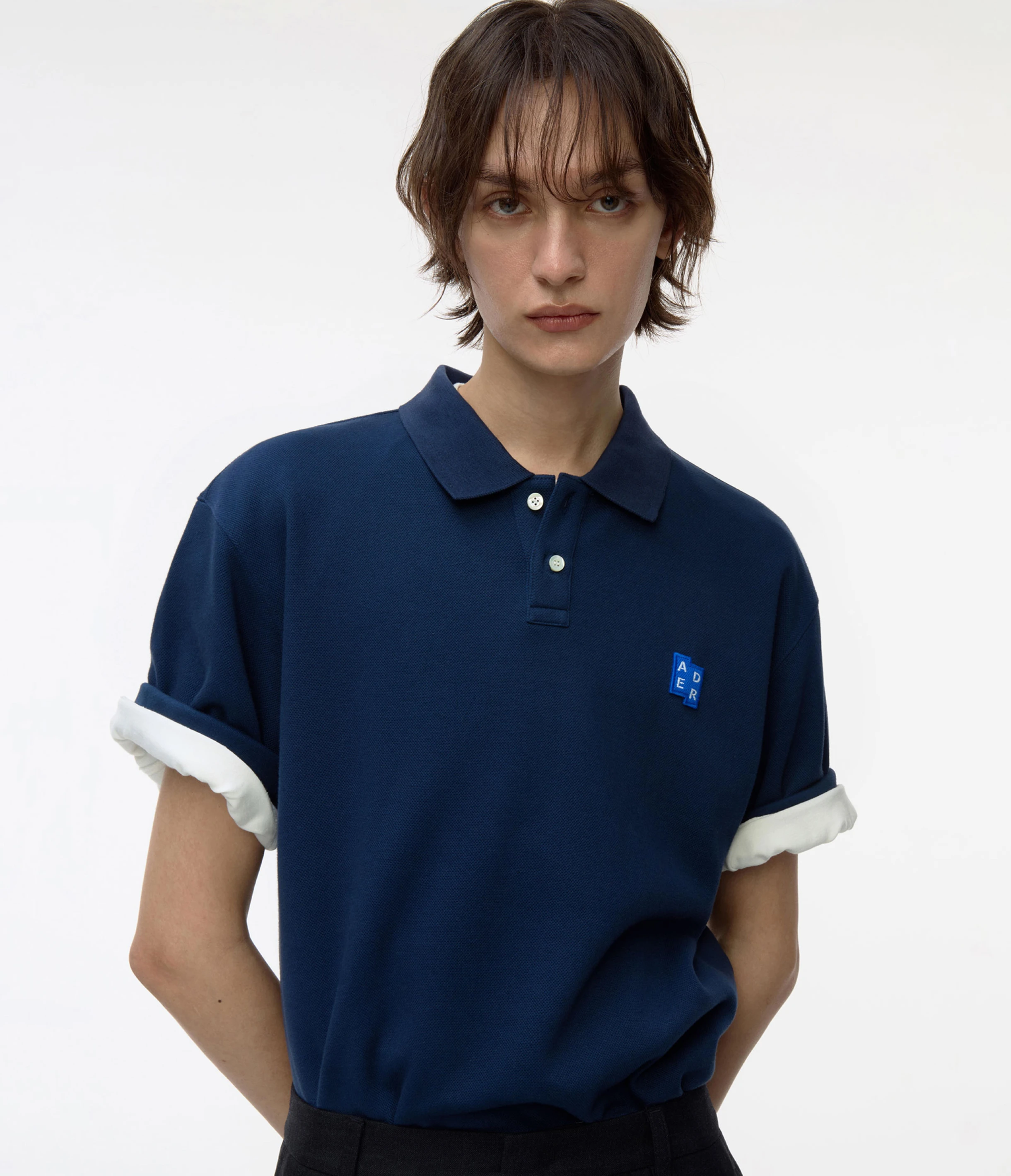 ADER ERROR Sig; BL Tag polo t-shirt 01 海軍藍Polo衫 經典藍標
