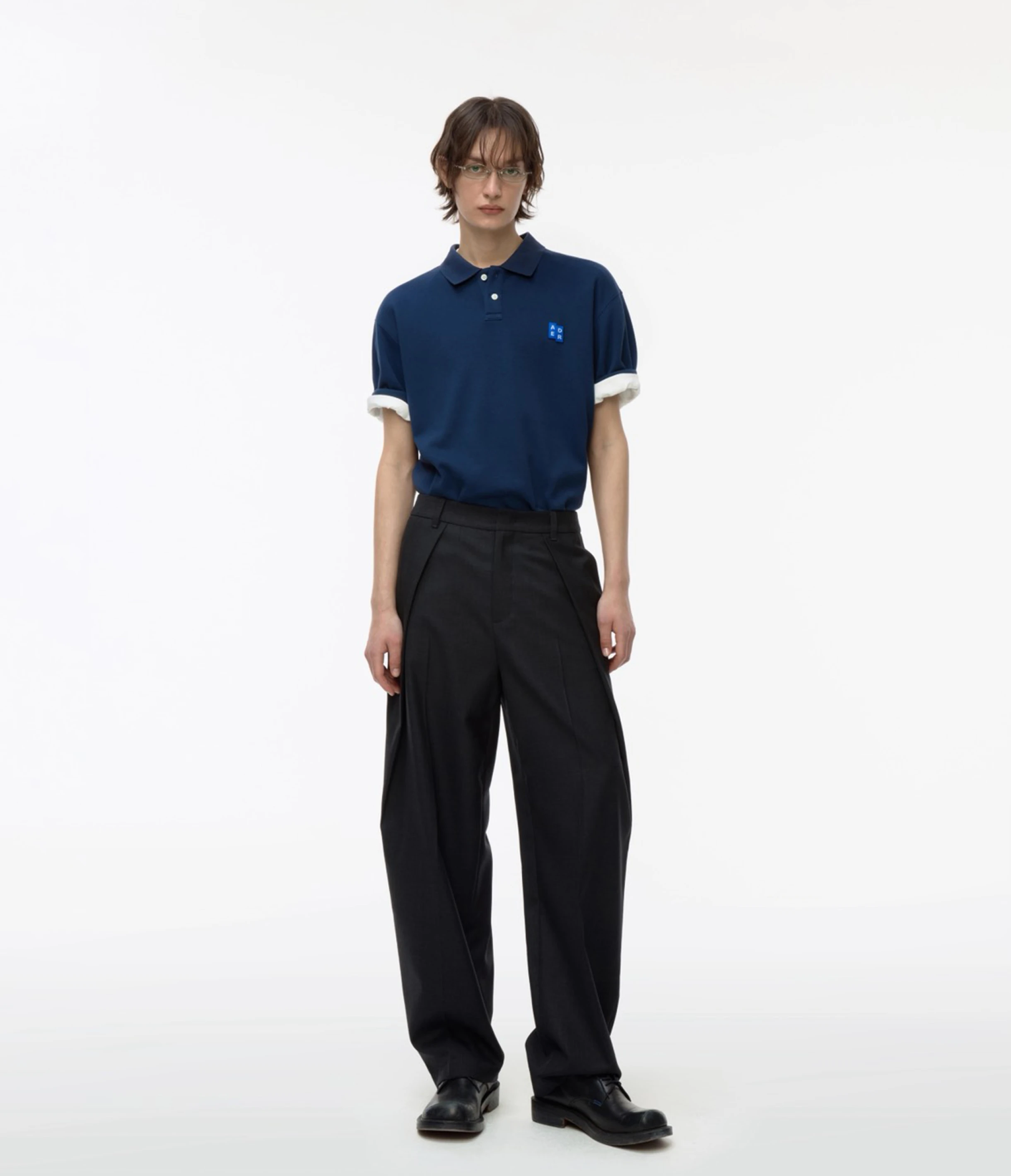 ADER ERROR Sig; BL Tag polo t-shirt 01 海軍藍Polo衫 經典藍標
