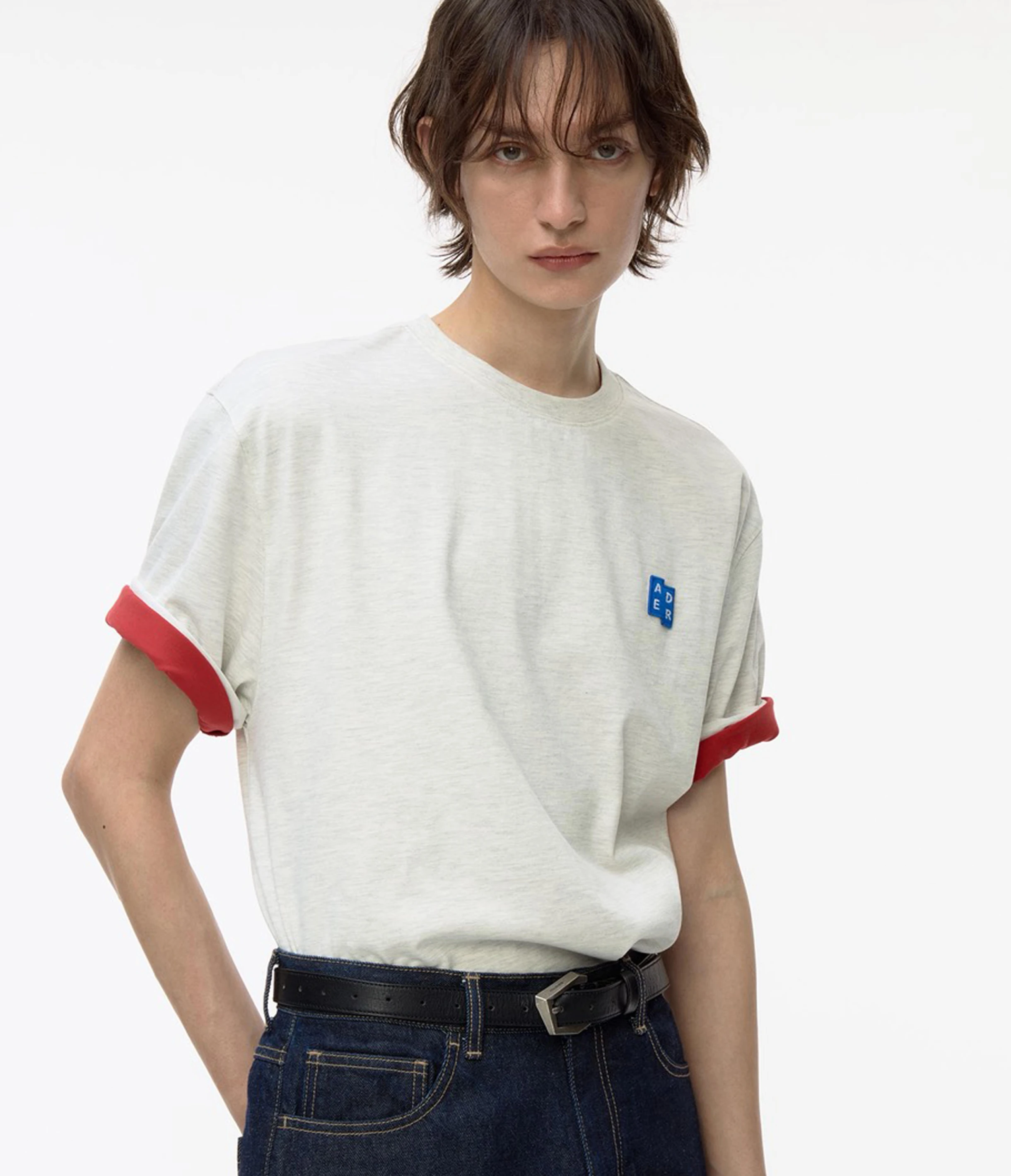 ADER ERROR Sig; BL Tag t-shirt 01 燕麥灰短袖上衣
