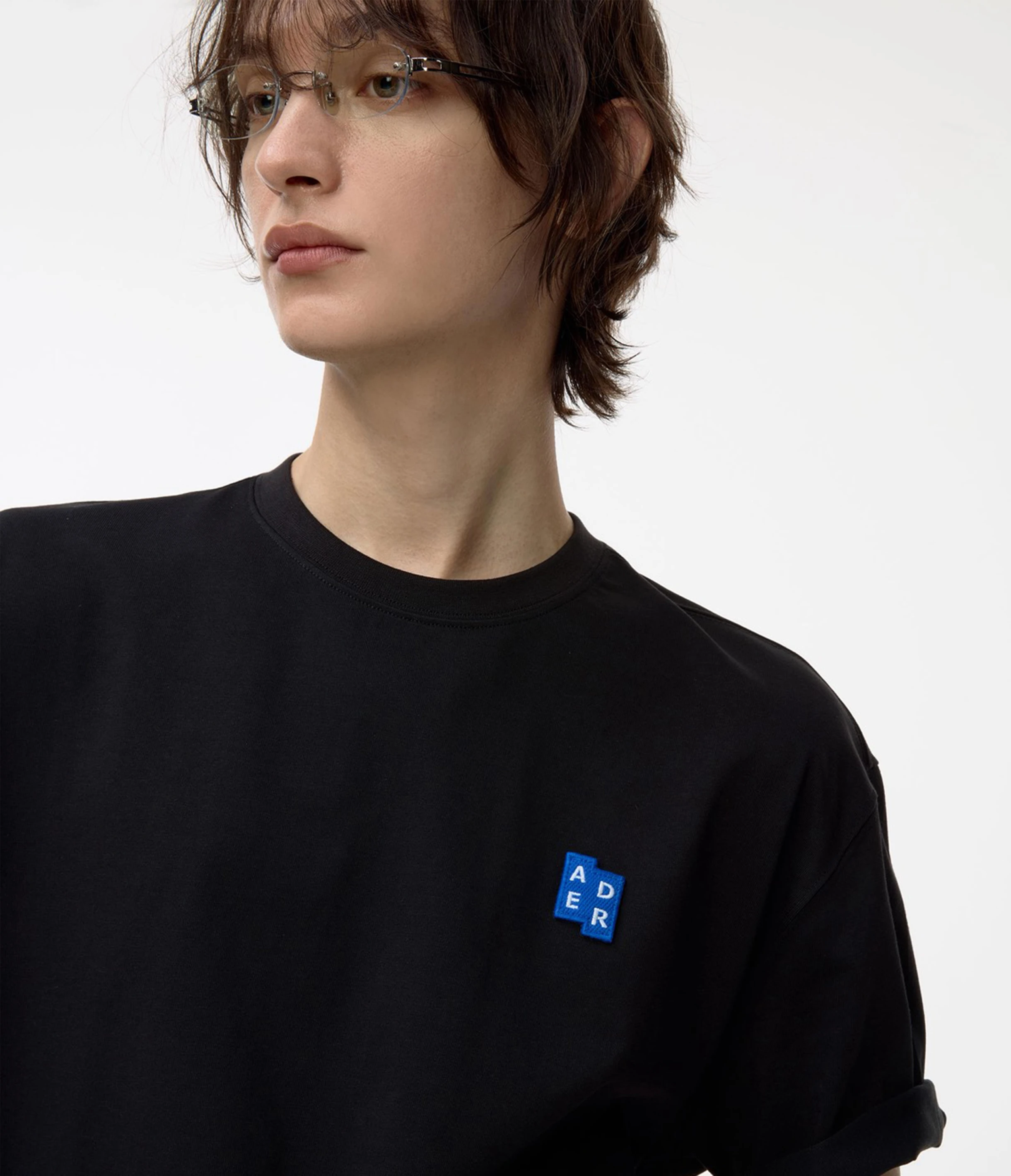 ADER ERROR Sig; BL Tag t-shirt 01 黑色短袖上衣 經典藍標