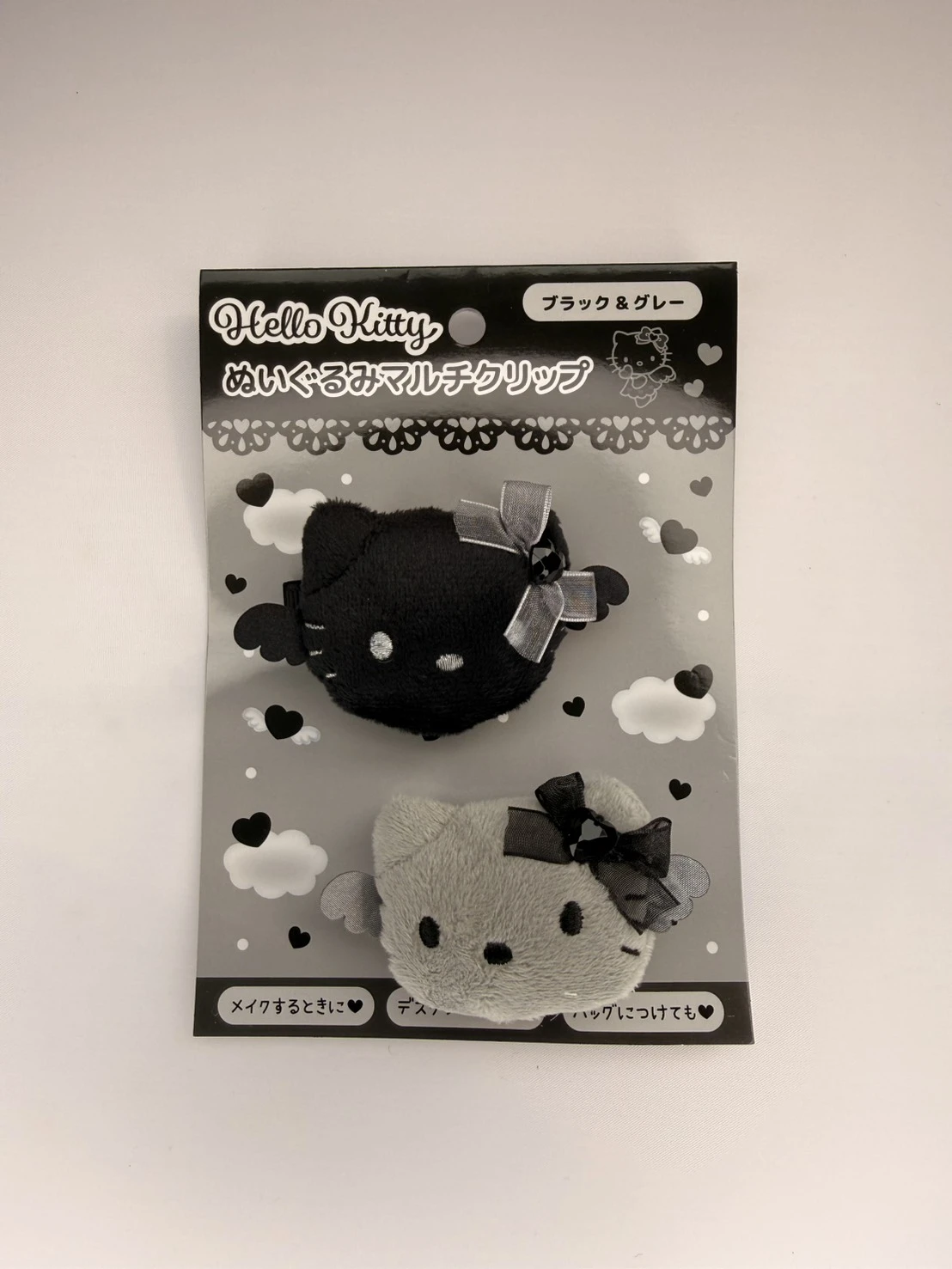 kitty黑灰小頭雙入髮夾