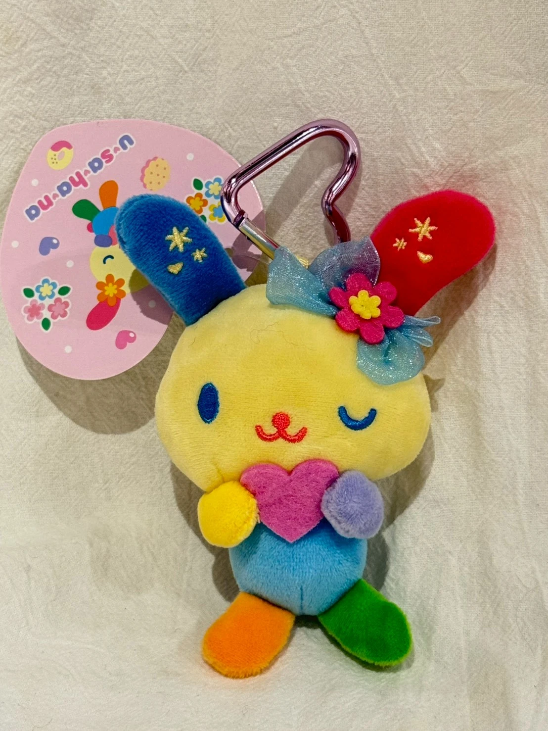 花小兔愛心吊飾