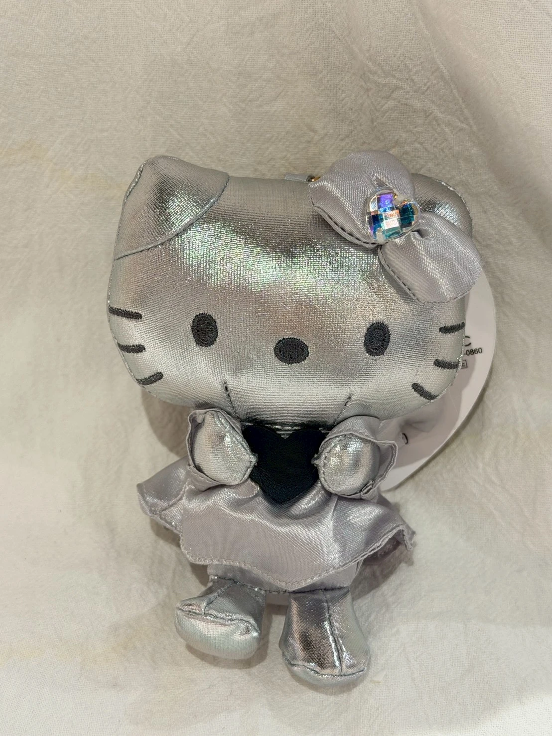 金屬愛心天使翅膀kitty吊飾(銀)