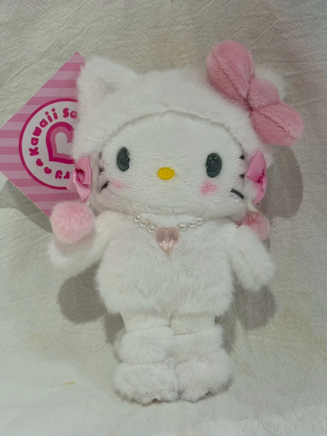 三麗鷗限定原宿白貓變裝KITTY吊飾