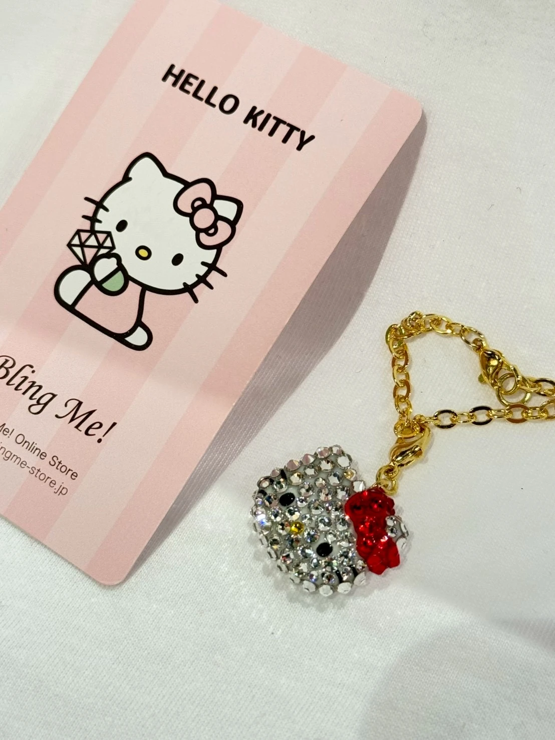 Bling Me 施華洛世奇kitty小頭吊墜（粉）