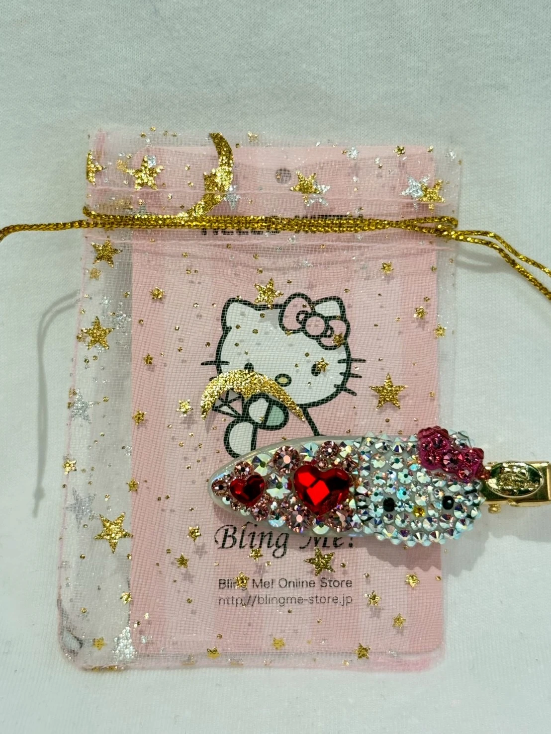 Bling Me 施華洛世奇kitty愛心髮夾（粉）