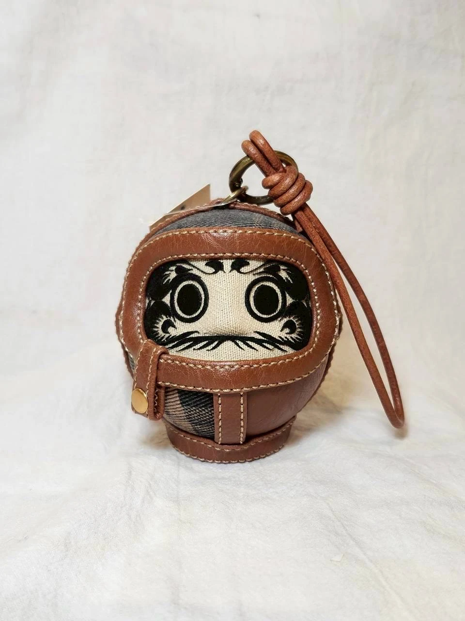 日本達摩手做牛仔皮革拼布吊飾