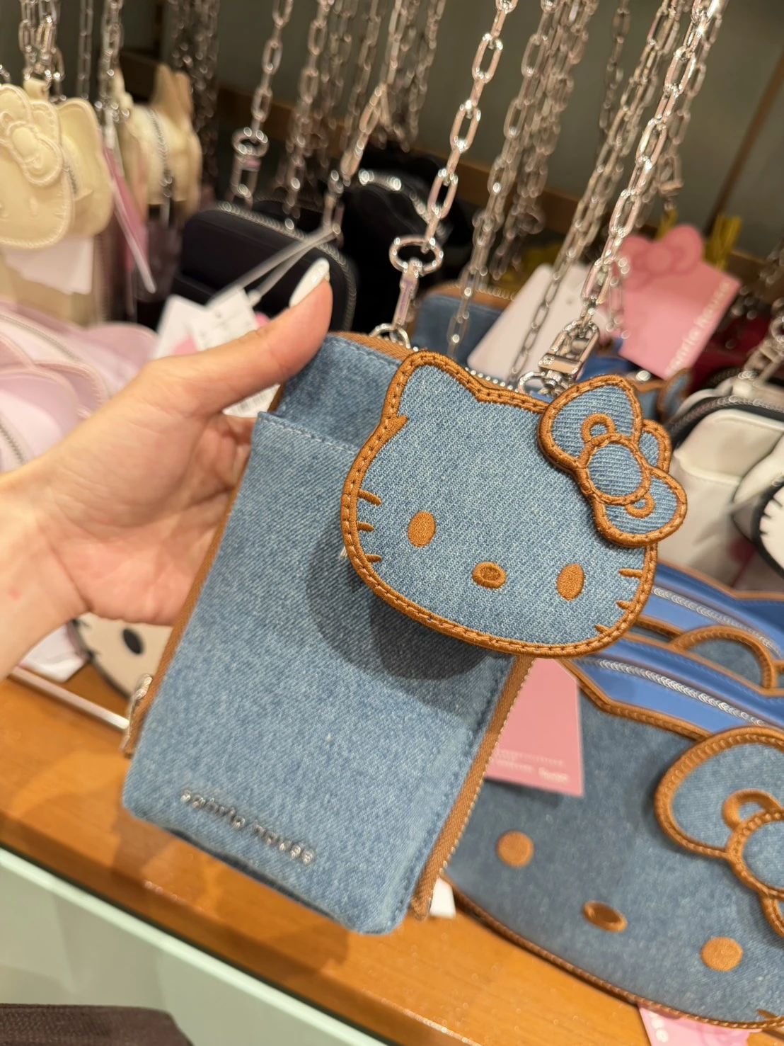 sanrio house限定kitty牛仔零錢手機斜背包
