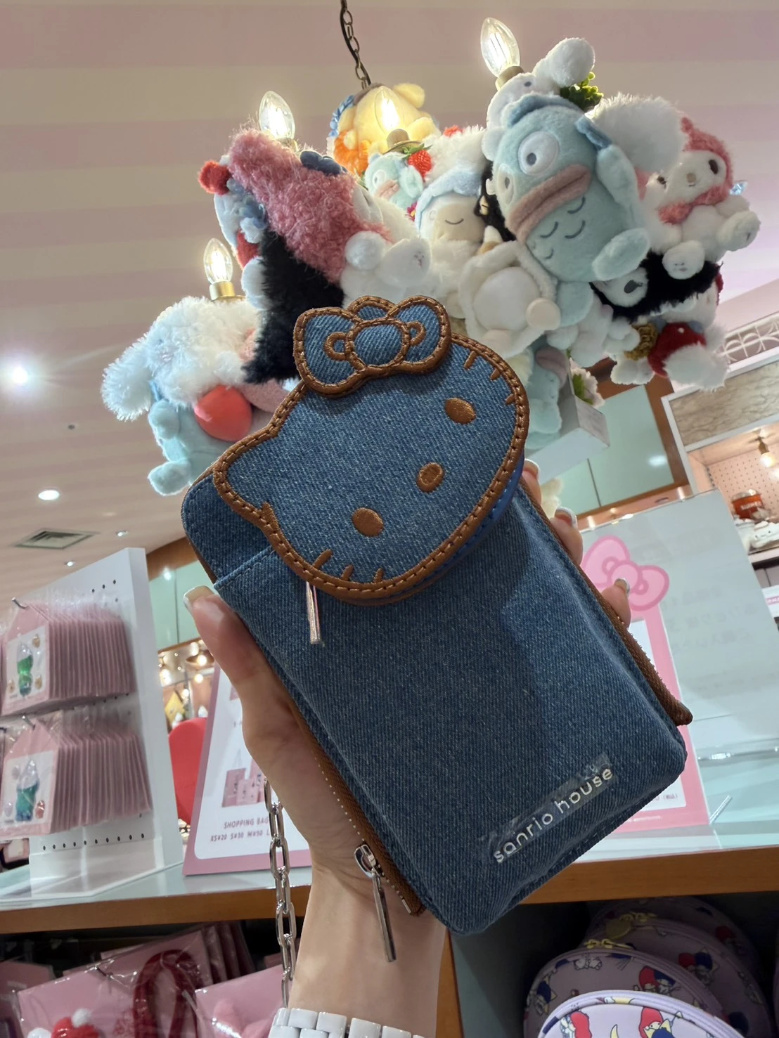sanrio house限定kitty牛仔零錢手機斜背包