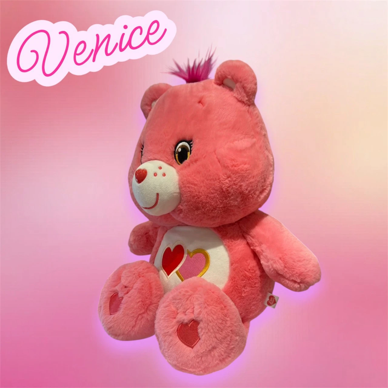 CARE BEARS泰國限定M號娃娃(雙愛心玫紅)