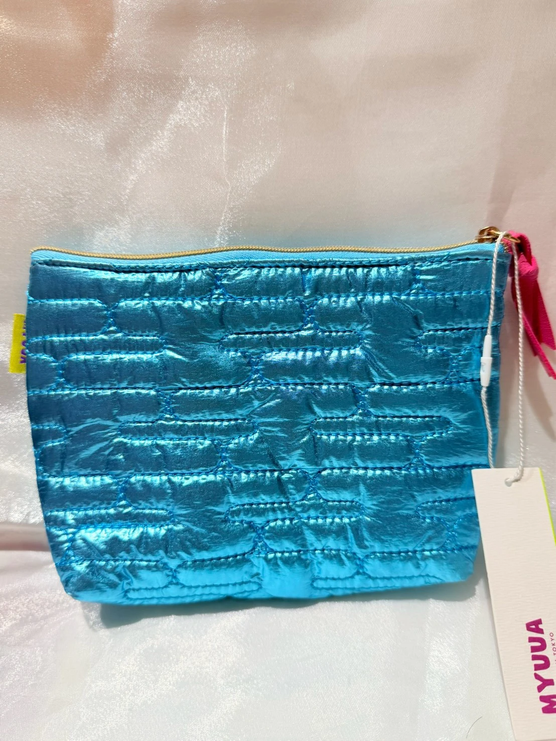 日本MYUUA招財貓金屬藍筆袋化妝包