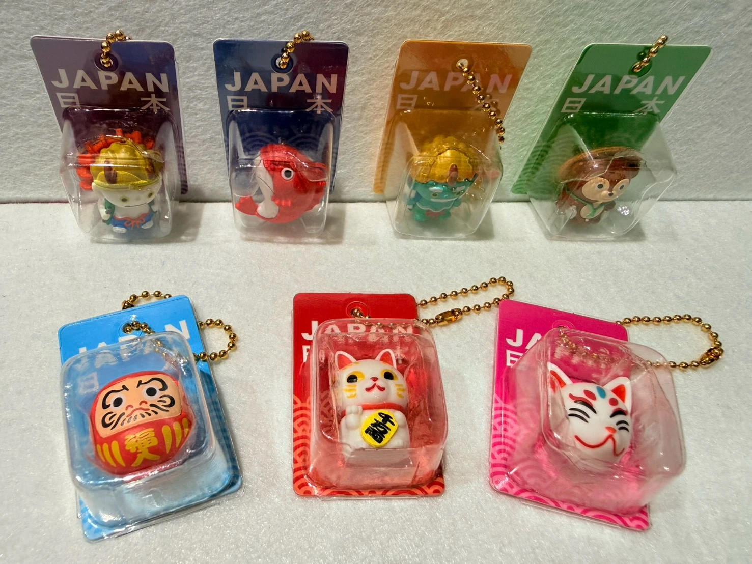 緣起物達摩招財貓微型吊飾扭蛋全七種