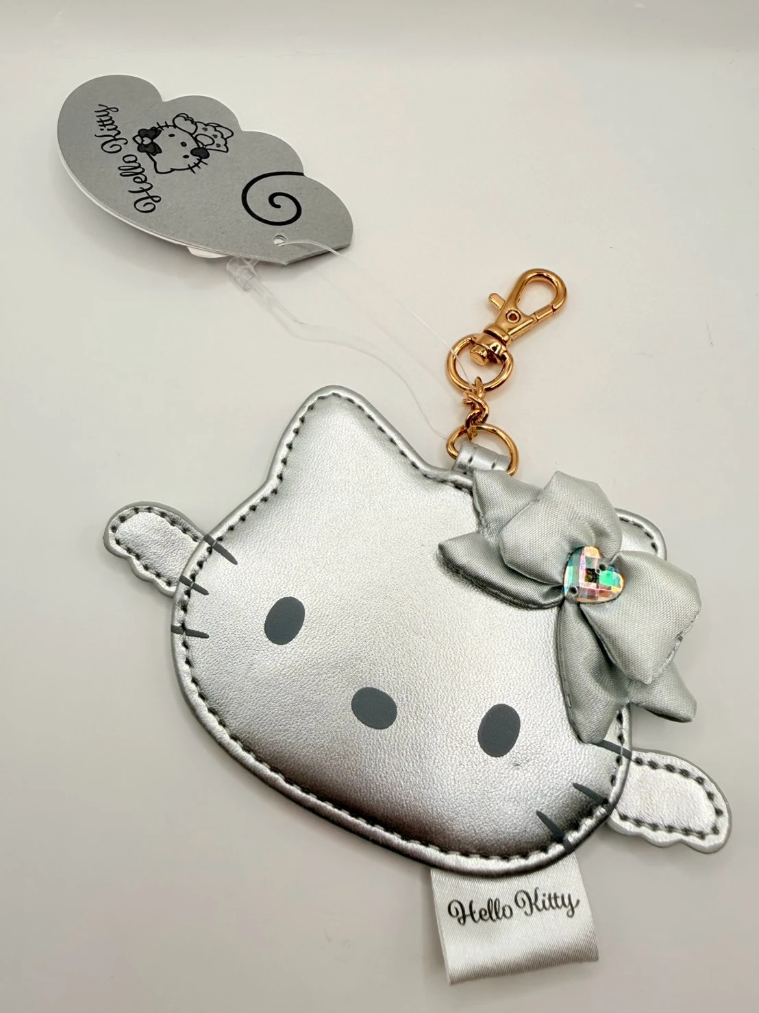 KITTY小頭水鑽鏡子吊飾(銀)