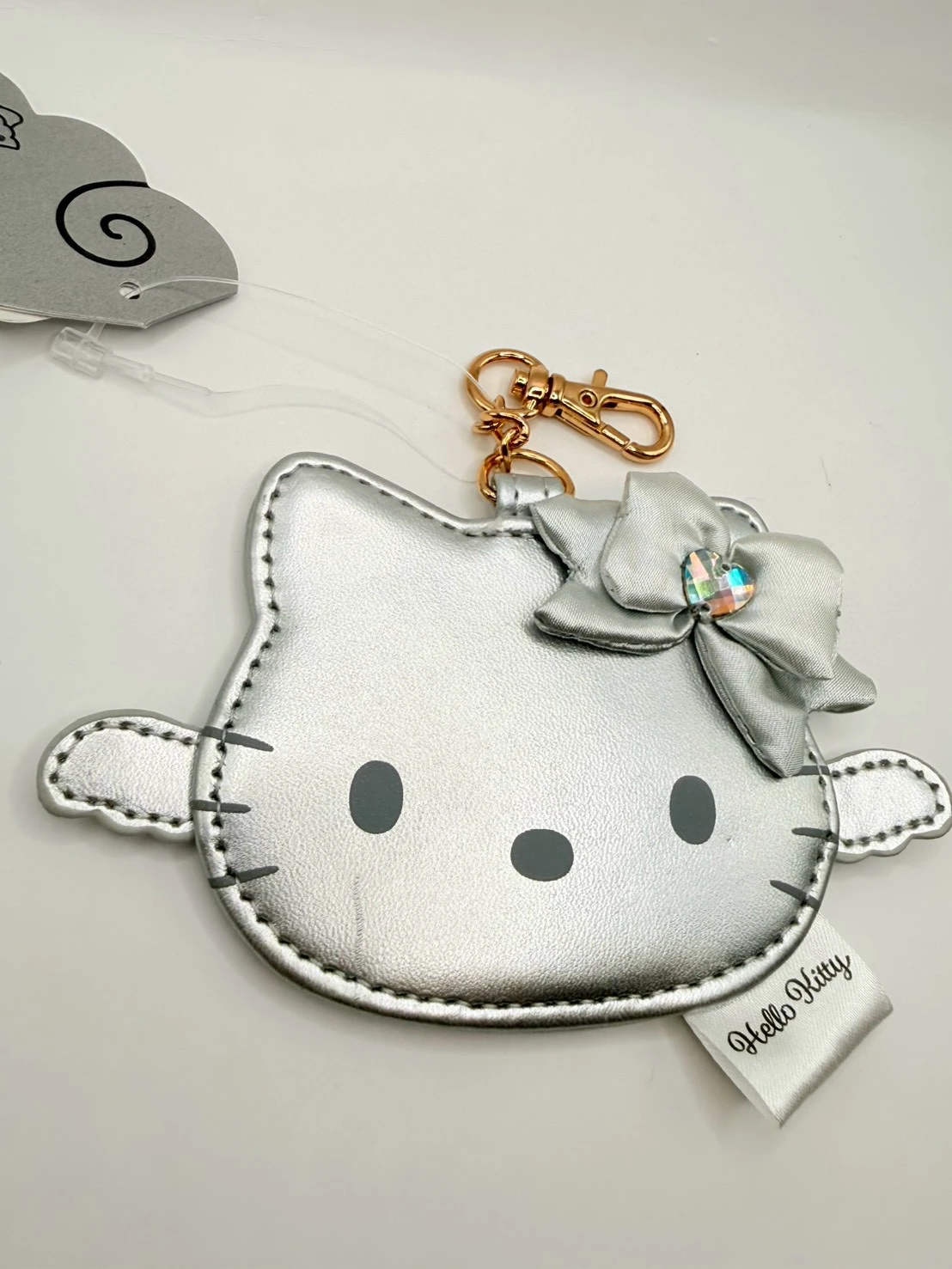 KITTY小頭水鑽鏡子吊飾(銀)