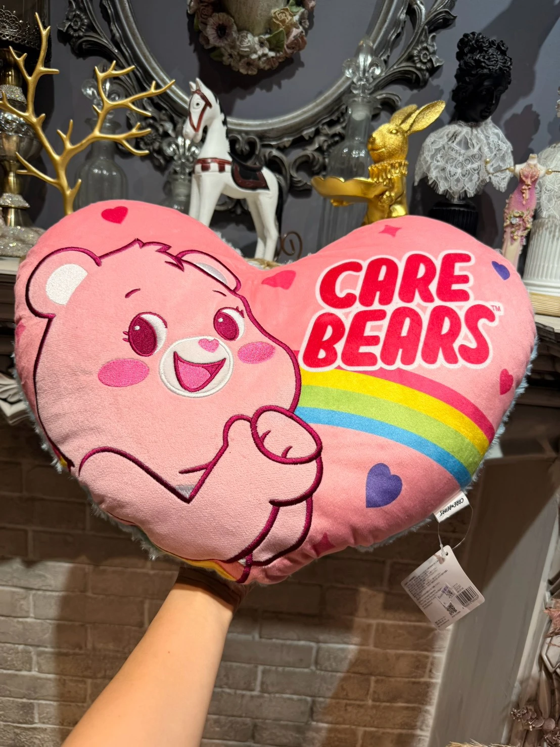 CARE BEAR 愛心/星星 彩虹抱枕靠墊(粉)(紫)