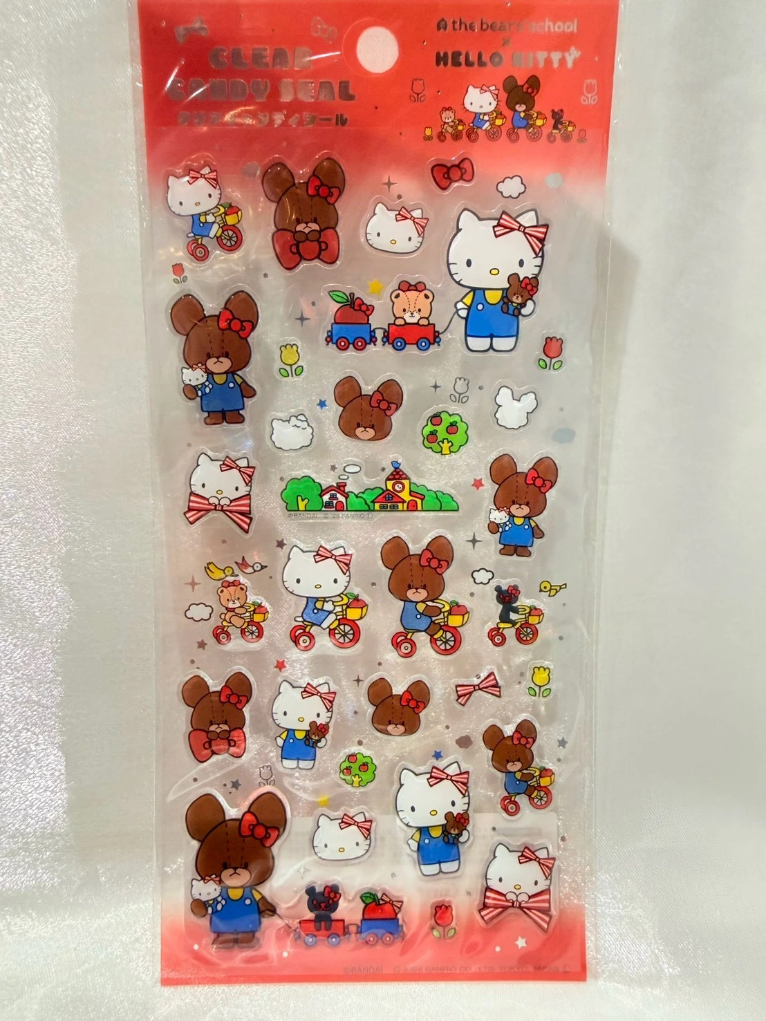 KITTY學校小熊限定透明貼紙(紅)
