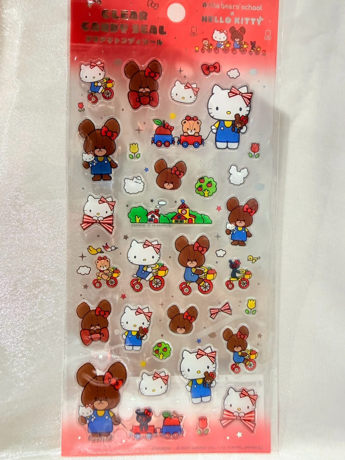KITTY學校小熊限定透明貼紙(紅)