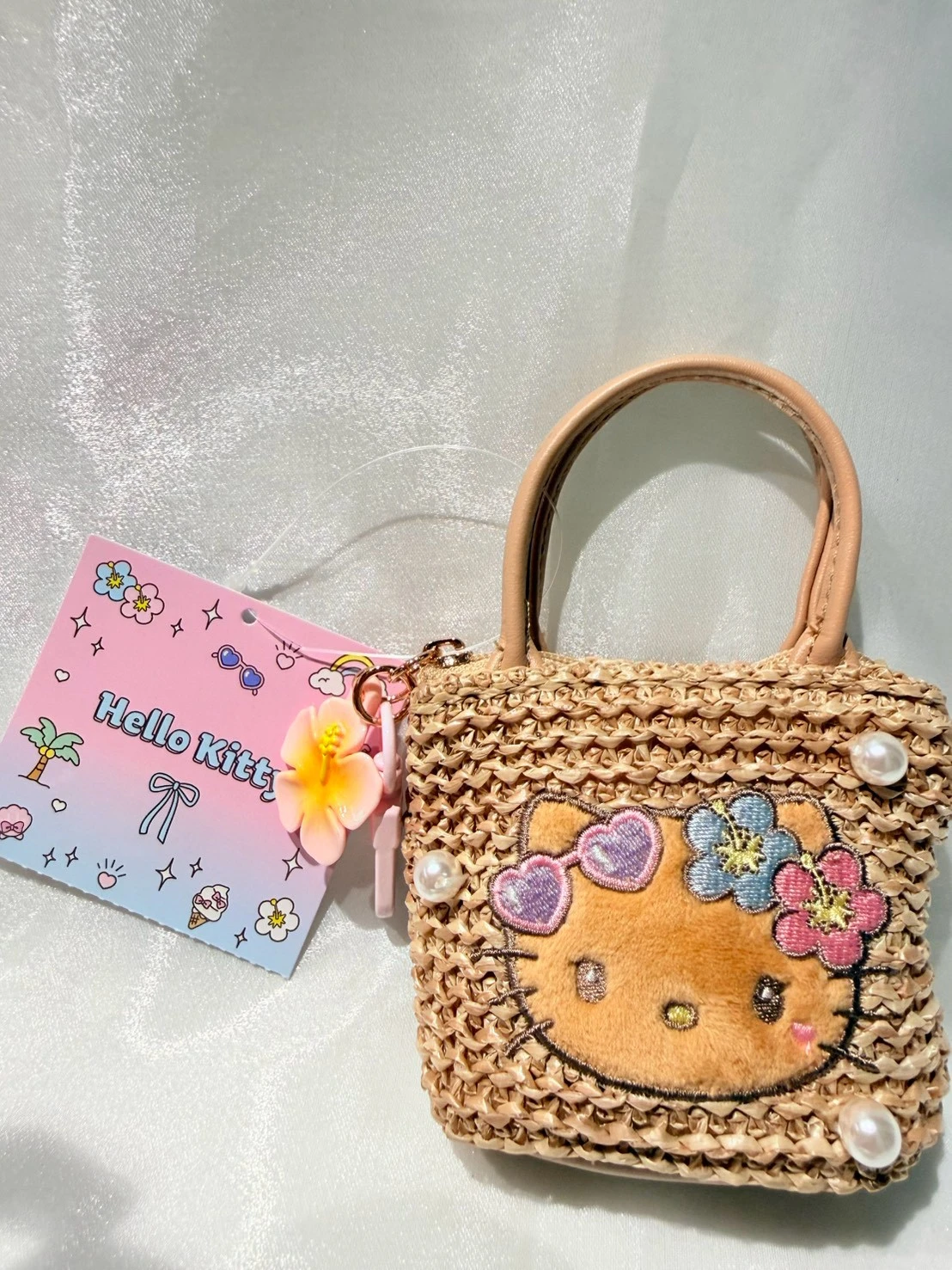 限定KITTY黑皮珍珠竹編耳機包吊飾