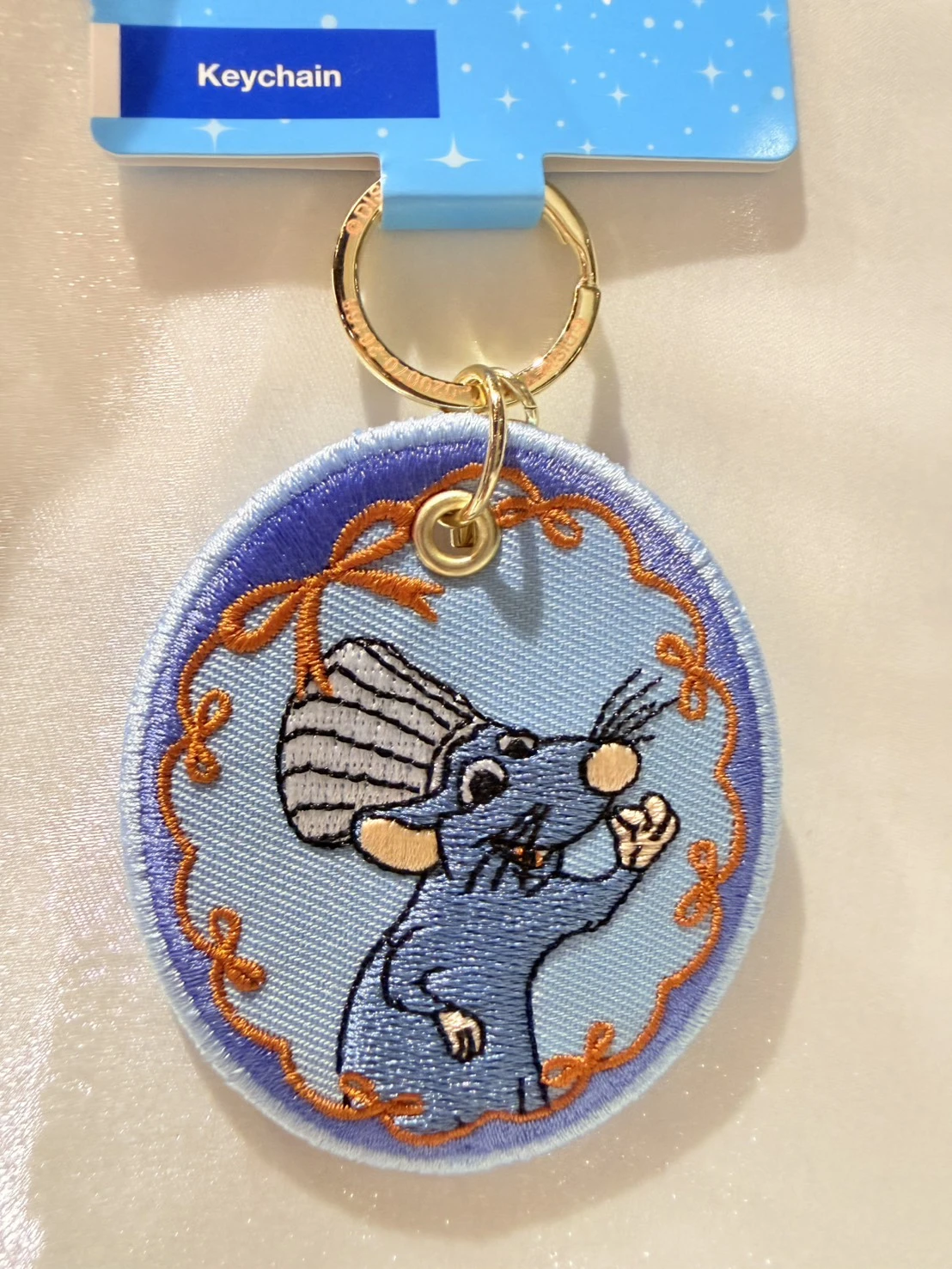 香港樂園料理鼠王刺繡布片鑰匙圈