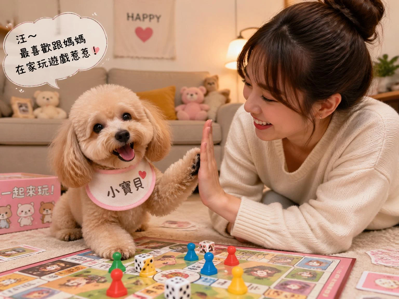汪～最喜歡跟媽媽在家玩遊戲惹！