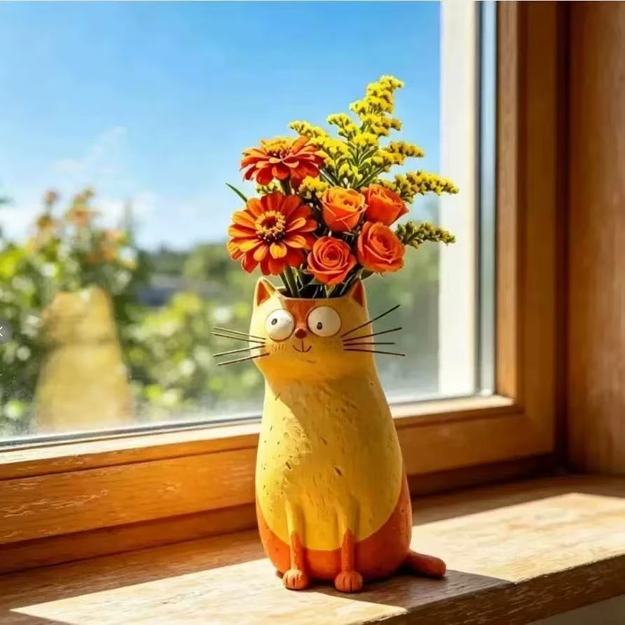 Quirky Cat Vase 小猫花瓶家居桌面樹酯擺飾品