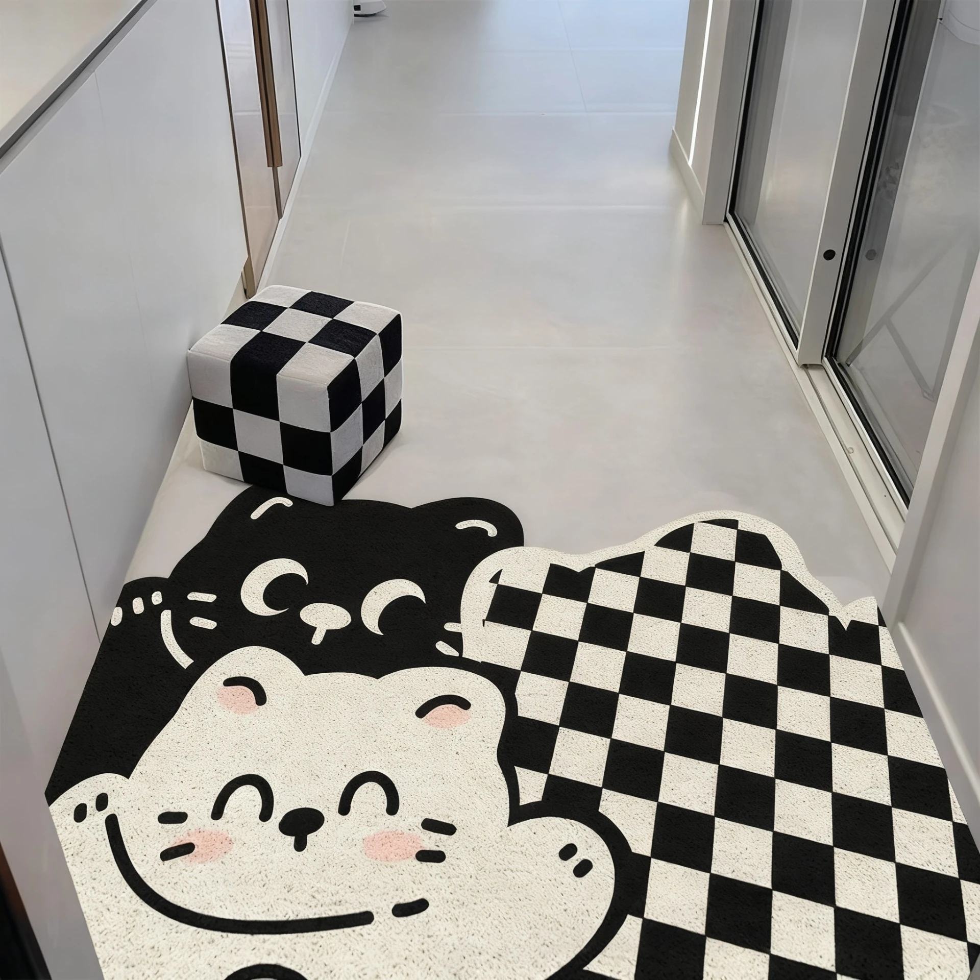 卡通貓咪玄關入戶門地墊 PVC絲圈可裁切門墊 進門刮泥蹭土除塵墊