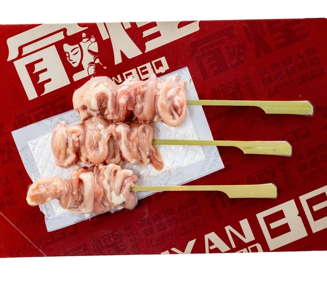 雞頸肉串 · 去油脂