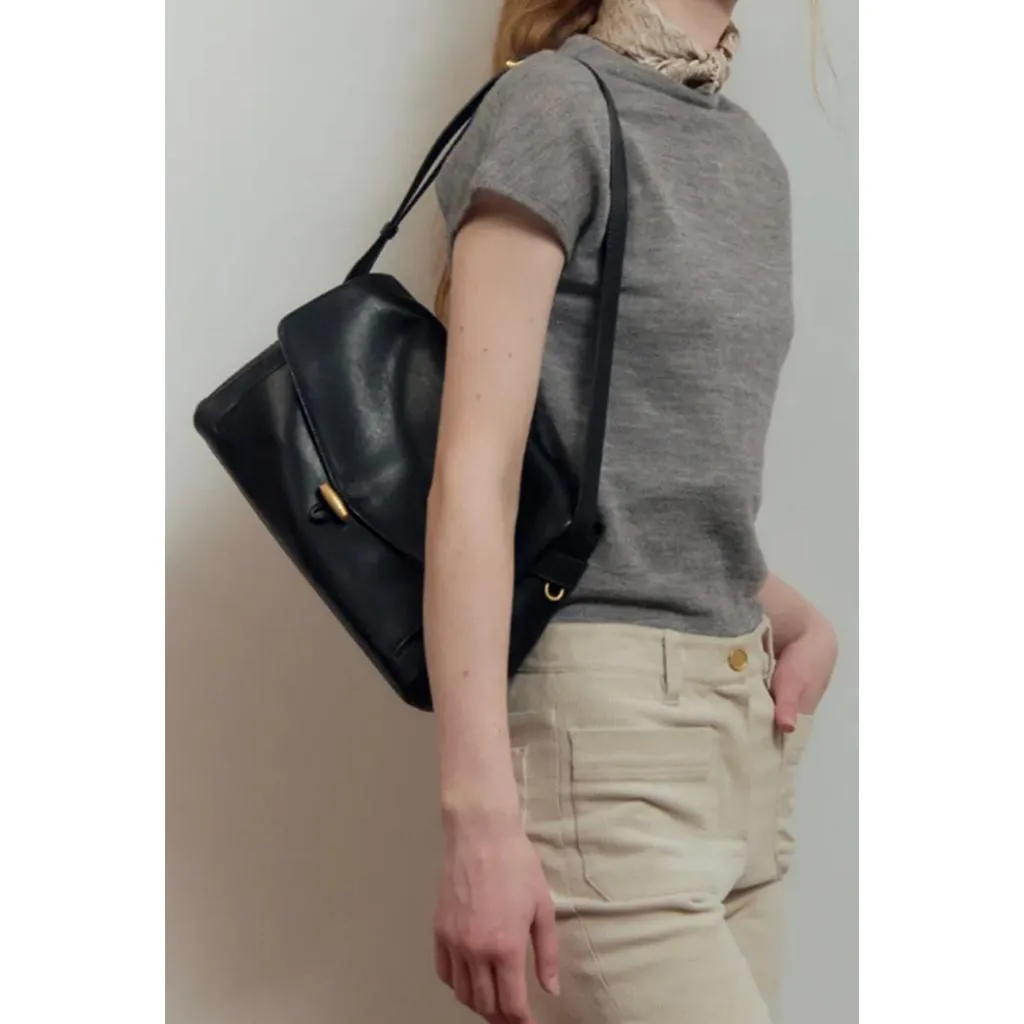 【現貨+預購】Mumu select。正韓 Lememe Sac Vive Black 復古質感牛皮肩背/斜背包