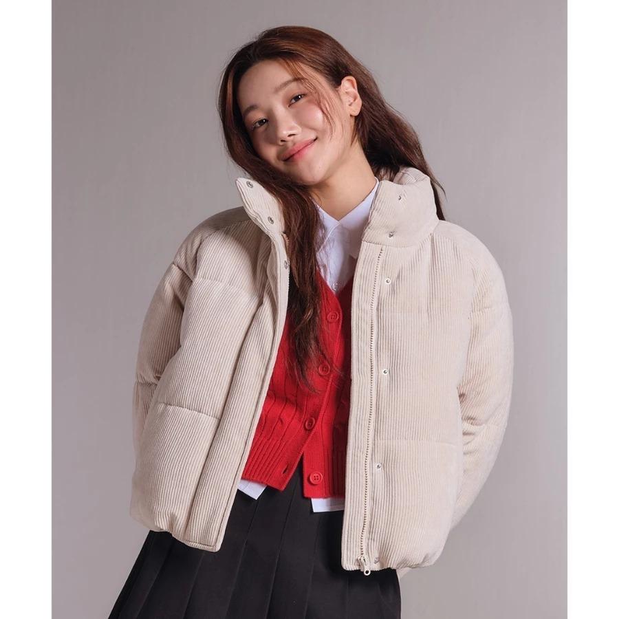 【黑白全現貨+預購實拍】Mumu select。26年爆款 SPAO Pastel Puffer短版羽絨外套 燈芯絨夾克