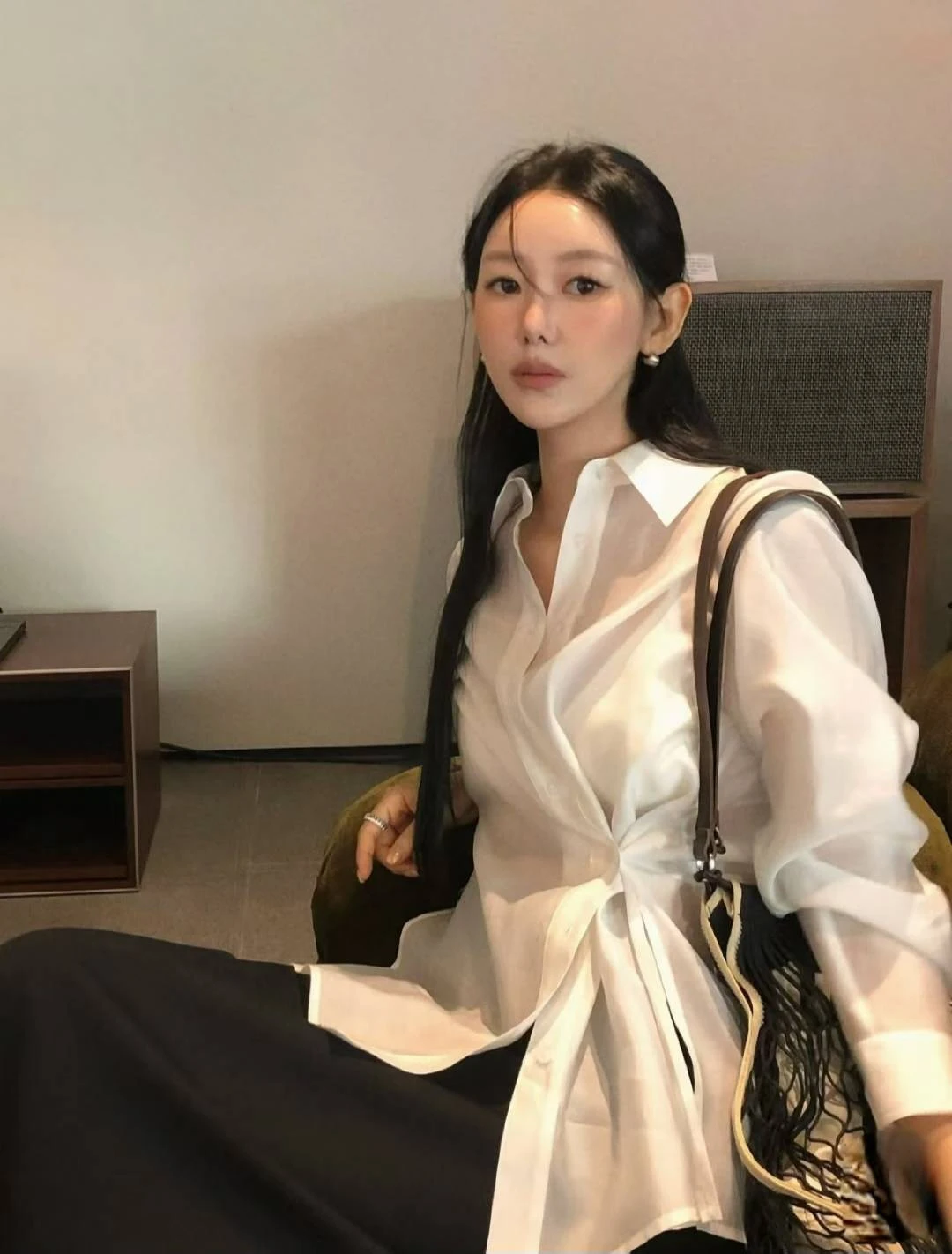 【現貨+預購】Lememe-Brise Sheer Drape Shirt 透氣雪紡