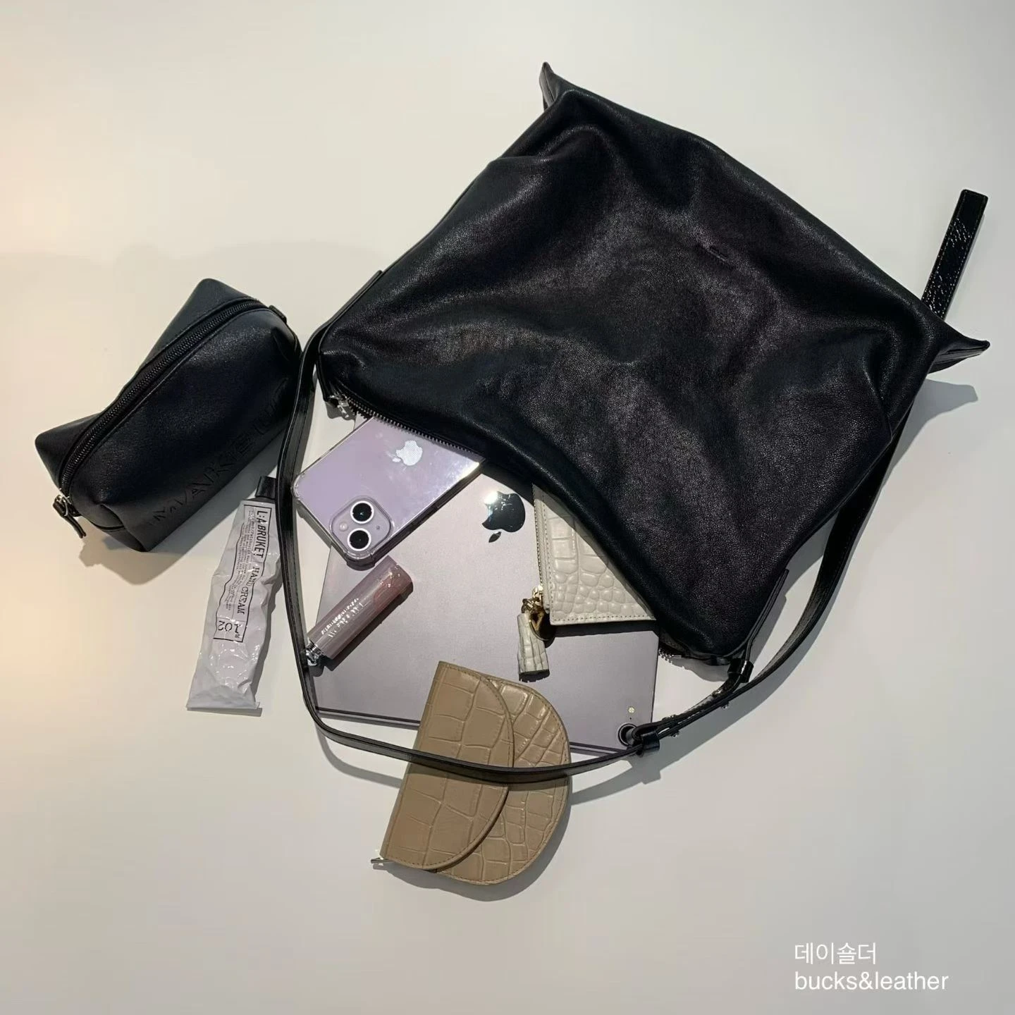 【新色現貨當天出貨+預購】Bucks & leather -慵懶皺摺多way肩斜背托特包