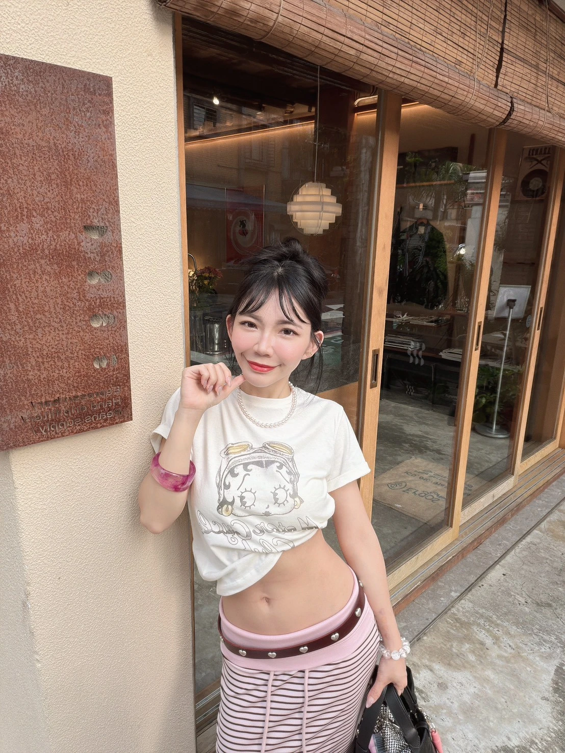 可愛Betty 機車俱樂部正肩 T 恤