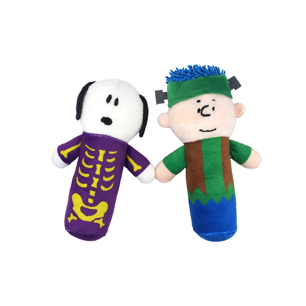 史努比萬聖節發聲玩偶2入(史努比+查理布朗)