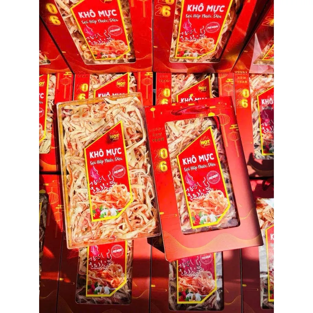 越南魷魚絲禮盒 MỰC SỢI HẤP NƯỚC DỪA – HỘP XUÂN 450G