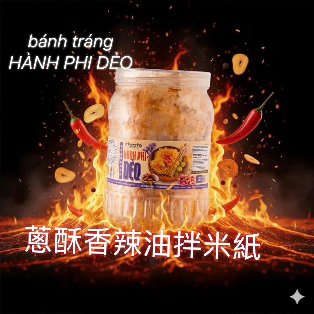 蔥酥香辣油拌米紙bánh tráng HÀNH PHI DẺO