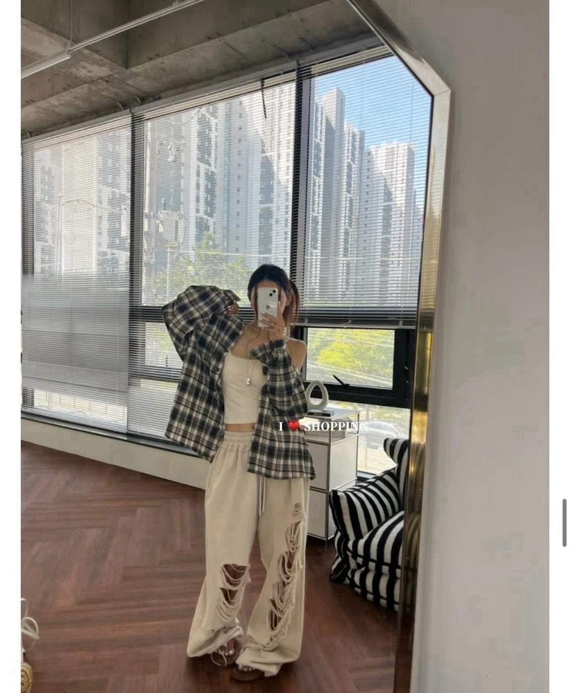 現貨綠格 超好看微舊感襯衫