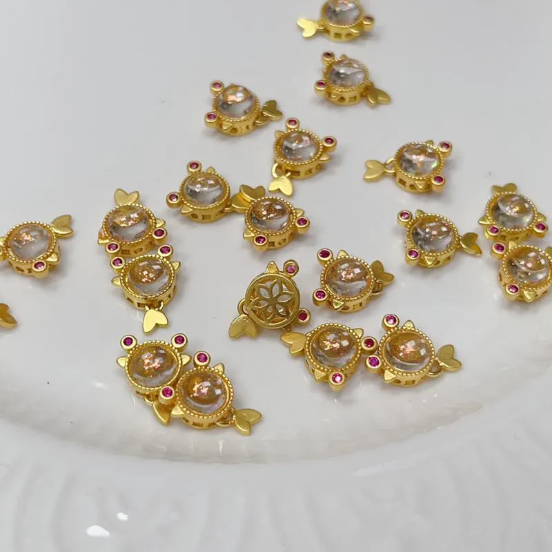 《花栗子精品寵珠寶殿》沙金A13 金魚 隔珠 保色 花托 萌寵 通孔 配件 手串 項鍊 手作 DIY 設計