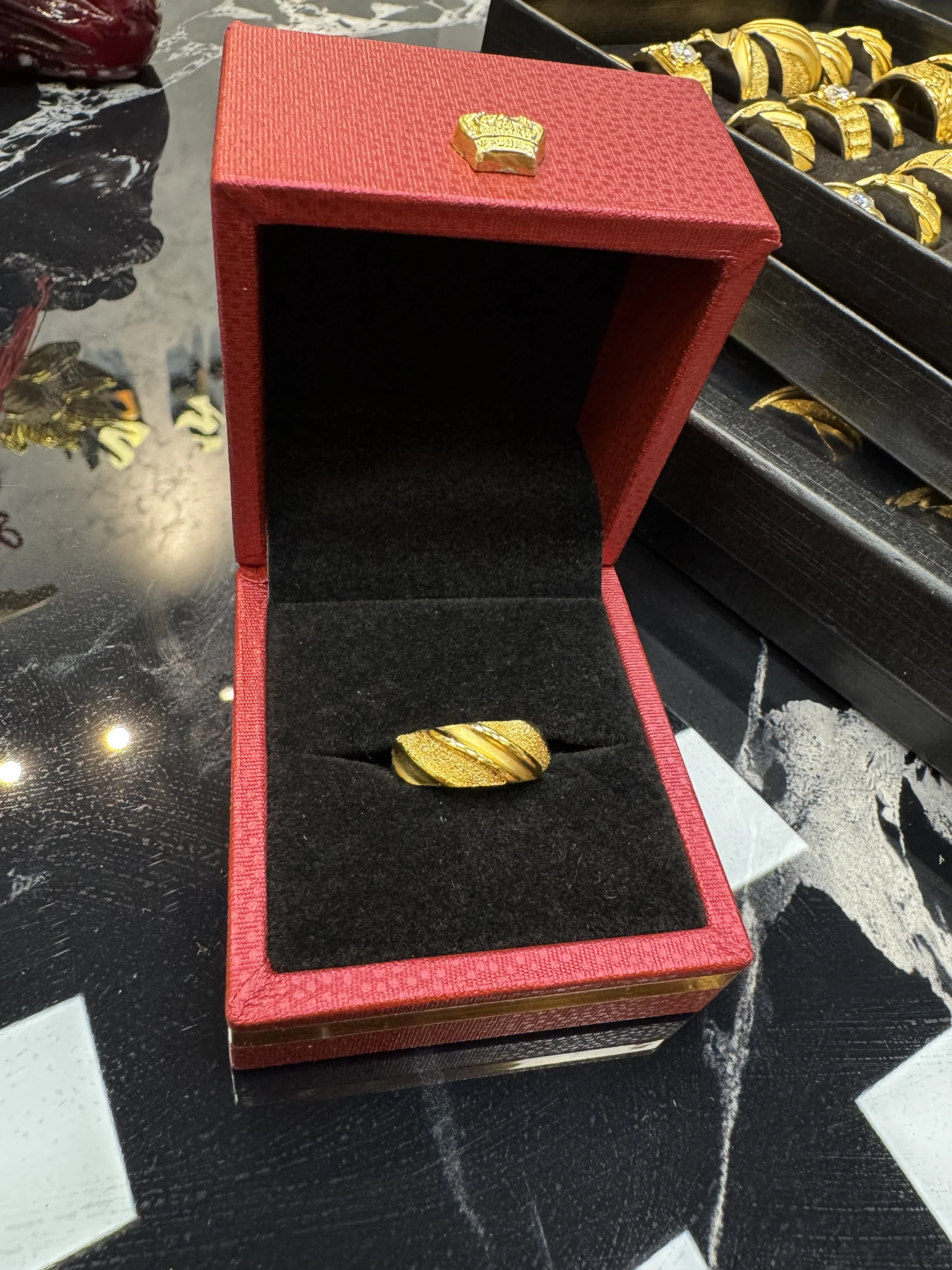 金包銀2錢斜紋鑽沙戒