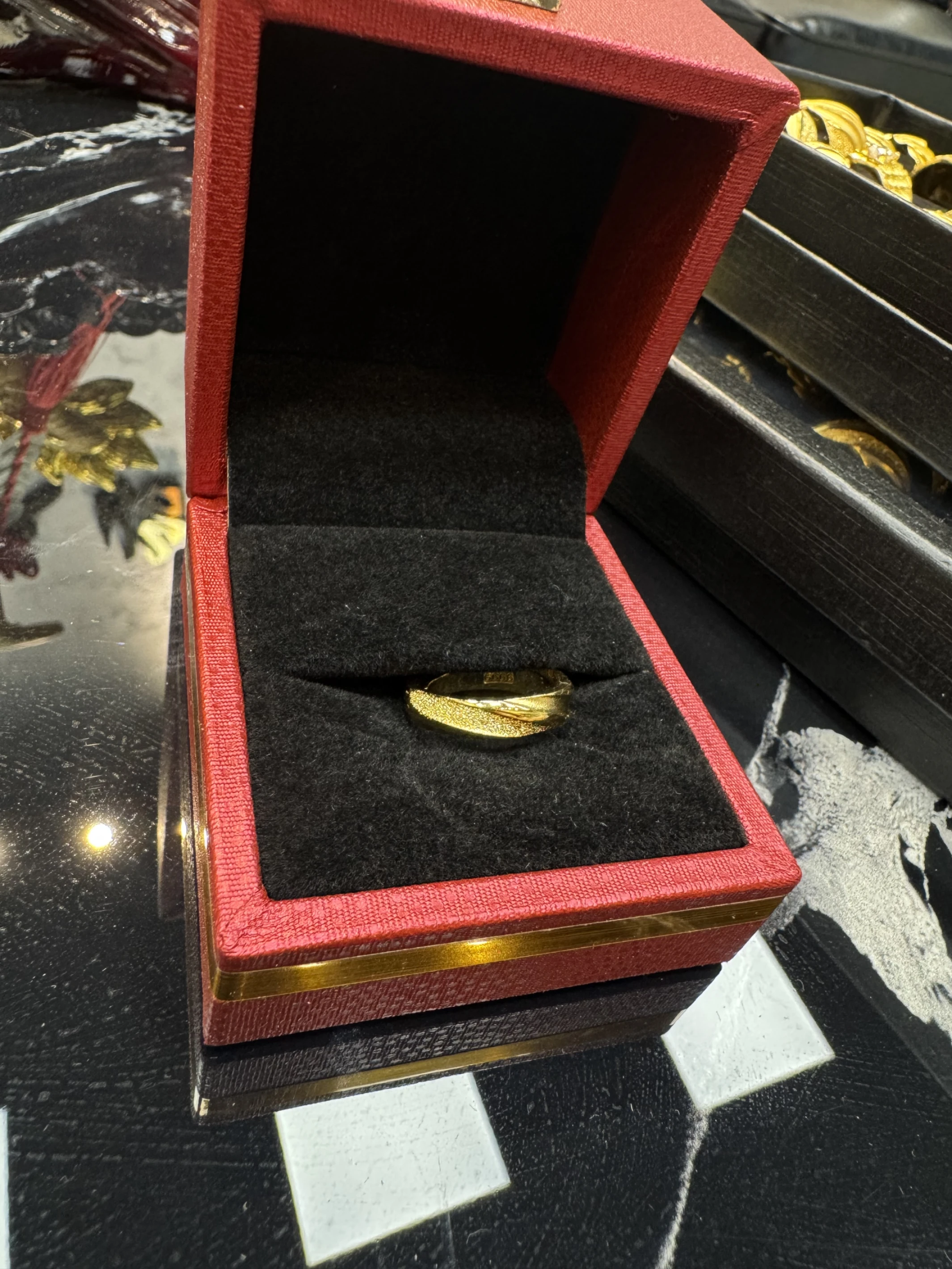 金包銀1錢小斜紋鑽沙戒
