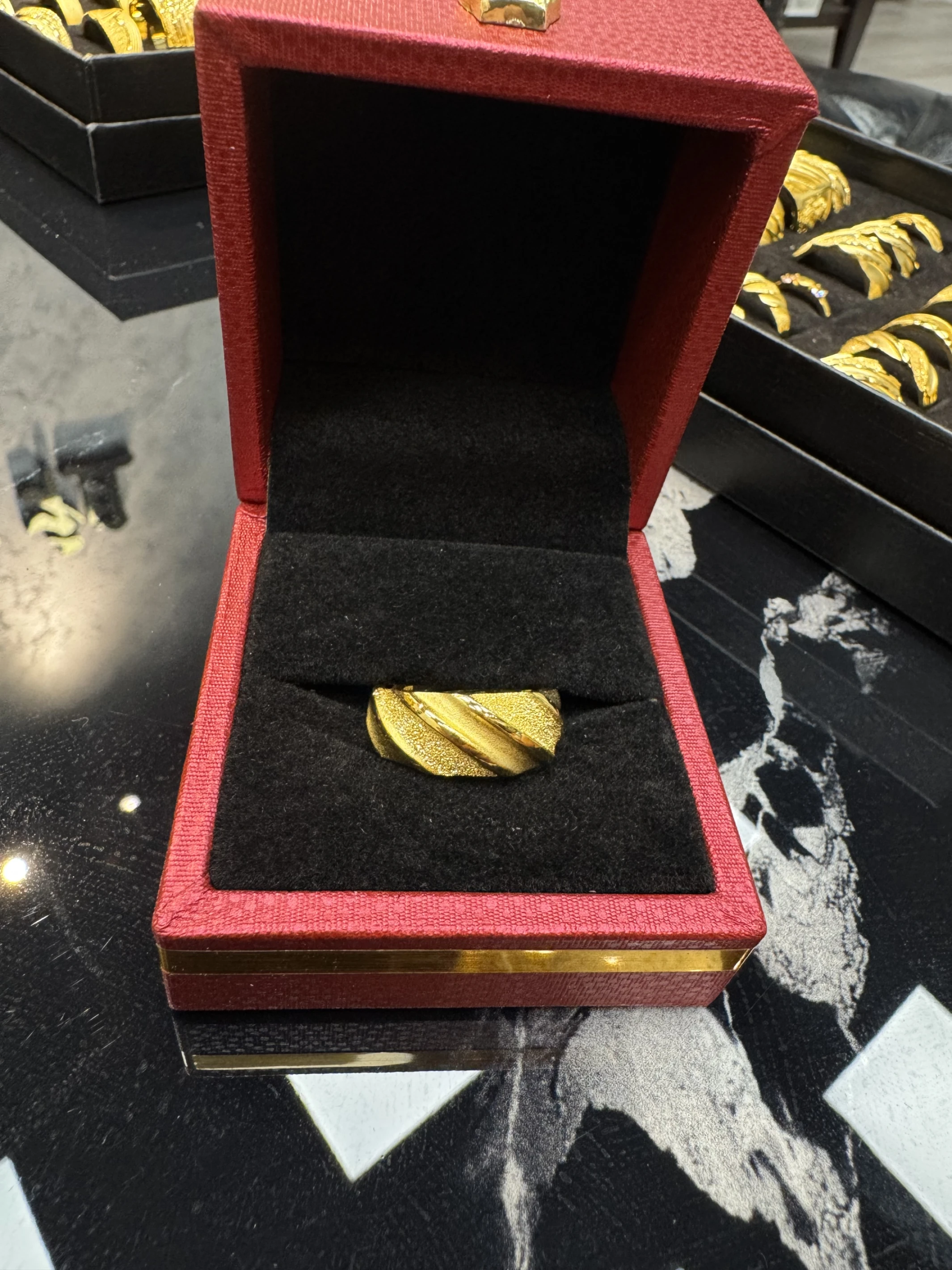 金包銀2錢斜紋鑽沙戒
