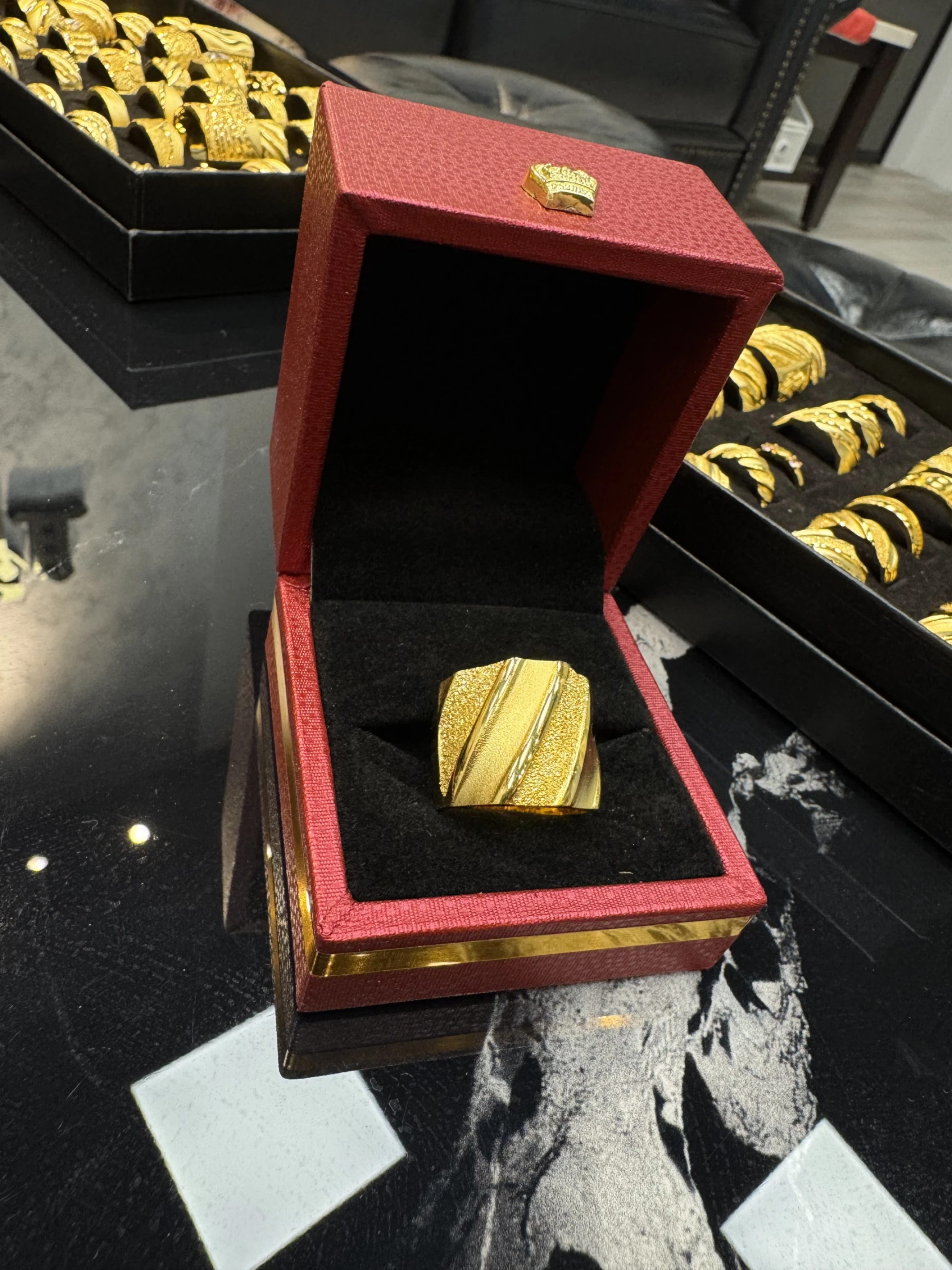 金包銀5錢半直紋鑽沙板戒