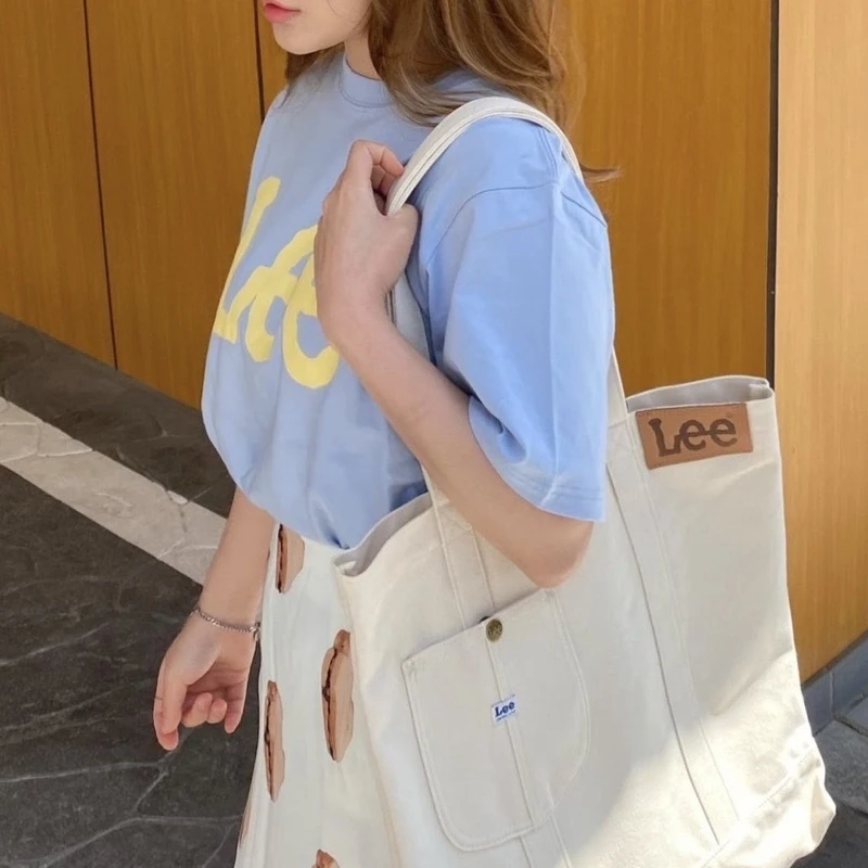 <預購> 韓國Lee限定 經典皮標帆布包