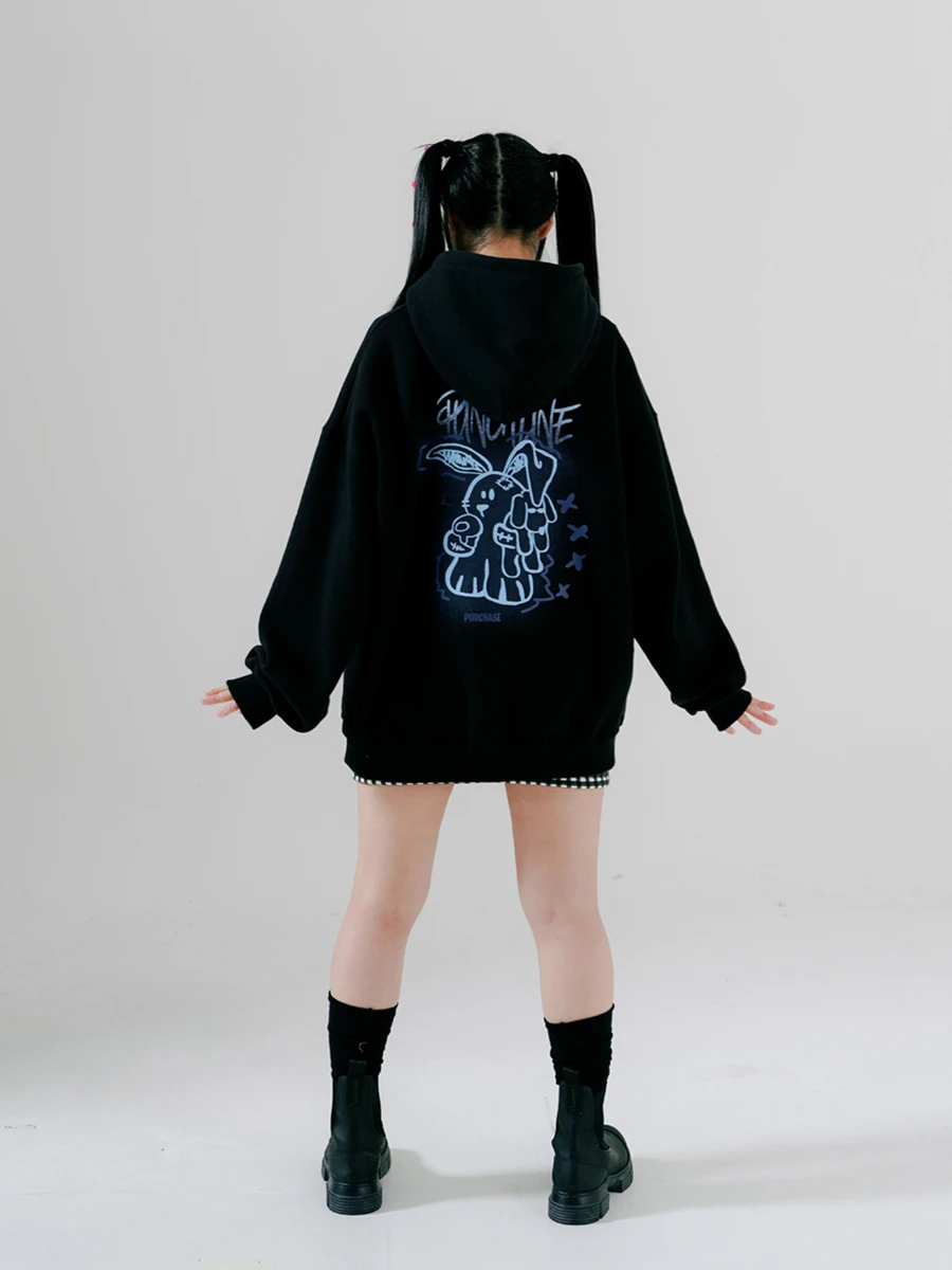 <預購> 韓國PUNCHLINE SAFER 霓虹兔兔刷毛帽T