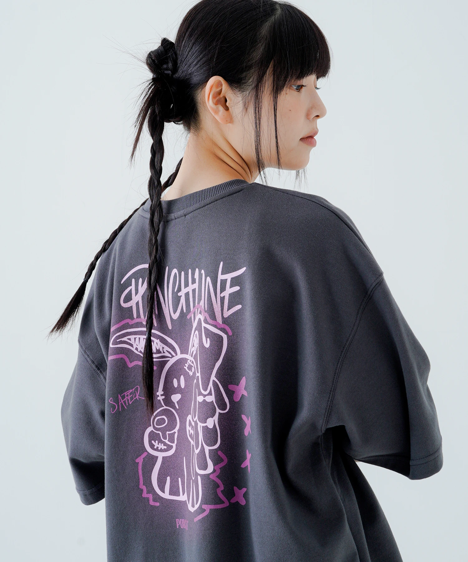 <預購> 韓國PUNCHLINE SECURE 1/2 SLEEVE 霓虹兔兔高磅棉短T