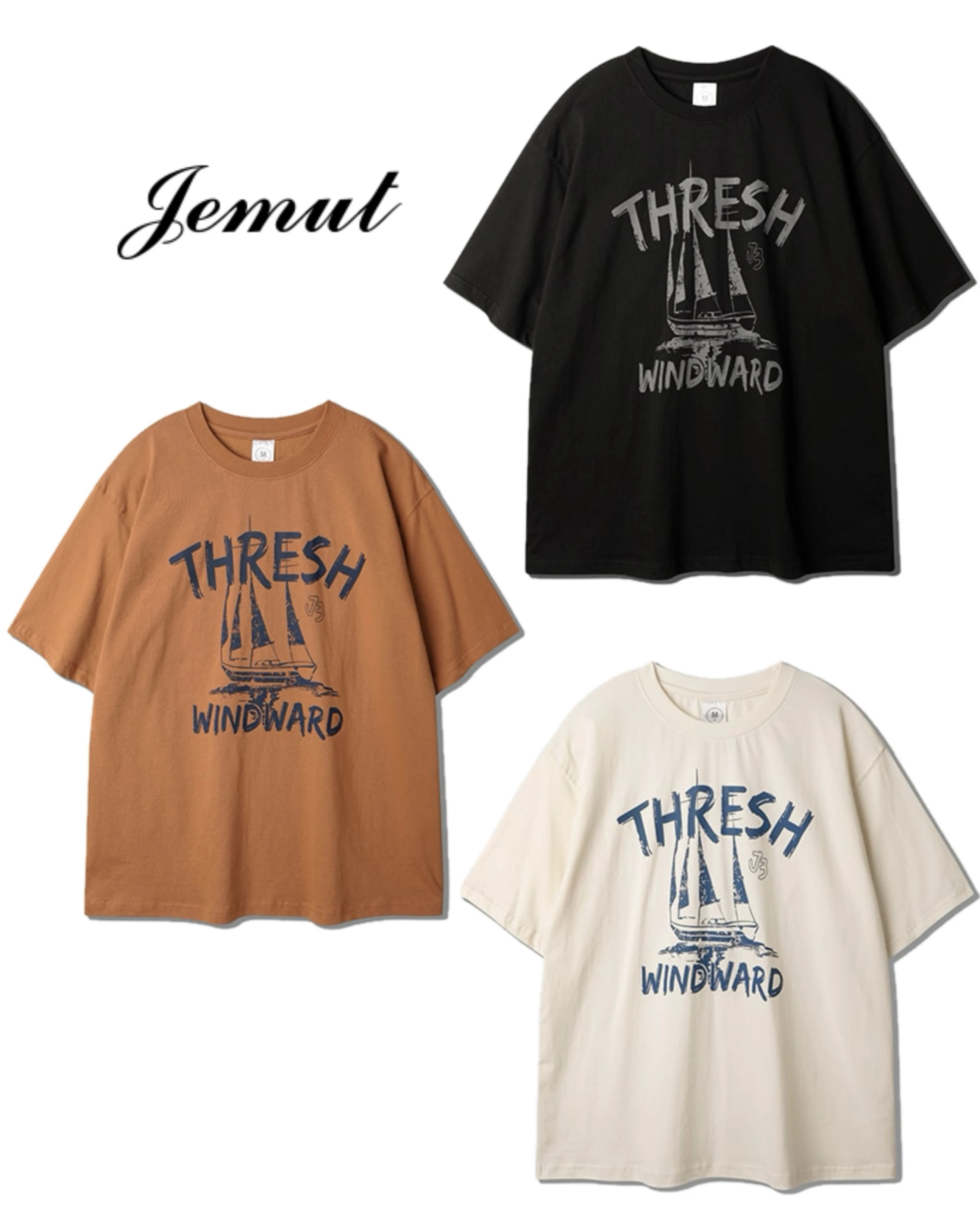 <預購> 韓國JEMUT THRESH x WINDWARD復古感高磅純棉短T