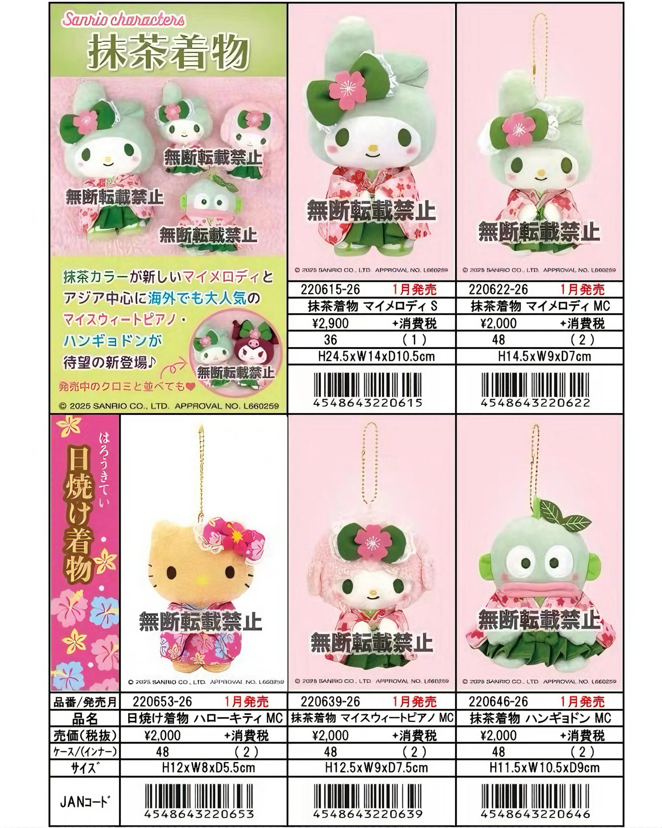 <現貨> 🇯🇵三麗鷗 日燒黑皮和服Kitty & 抹茶和服系列吊飾