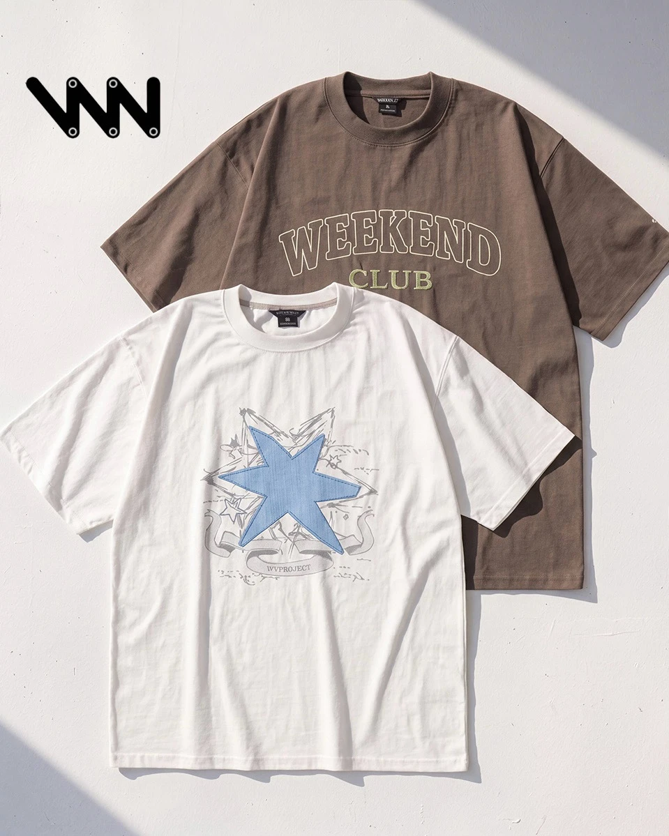 <預購> 韓國WV PROJECT Saver Star 貼布印花&復古刺繡字體純棉短T(兩款)