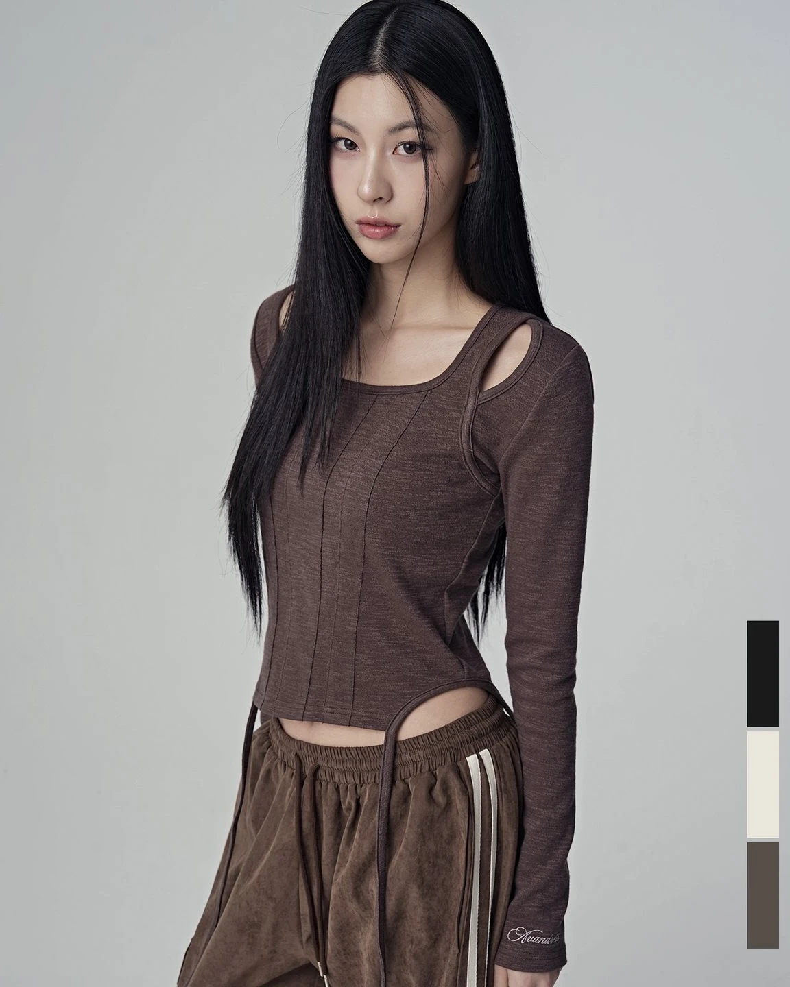<預購> 韓國AVANDRESS SQUARE CORSET 方領飄帶長袖上衣
