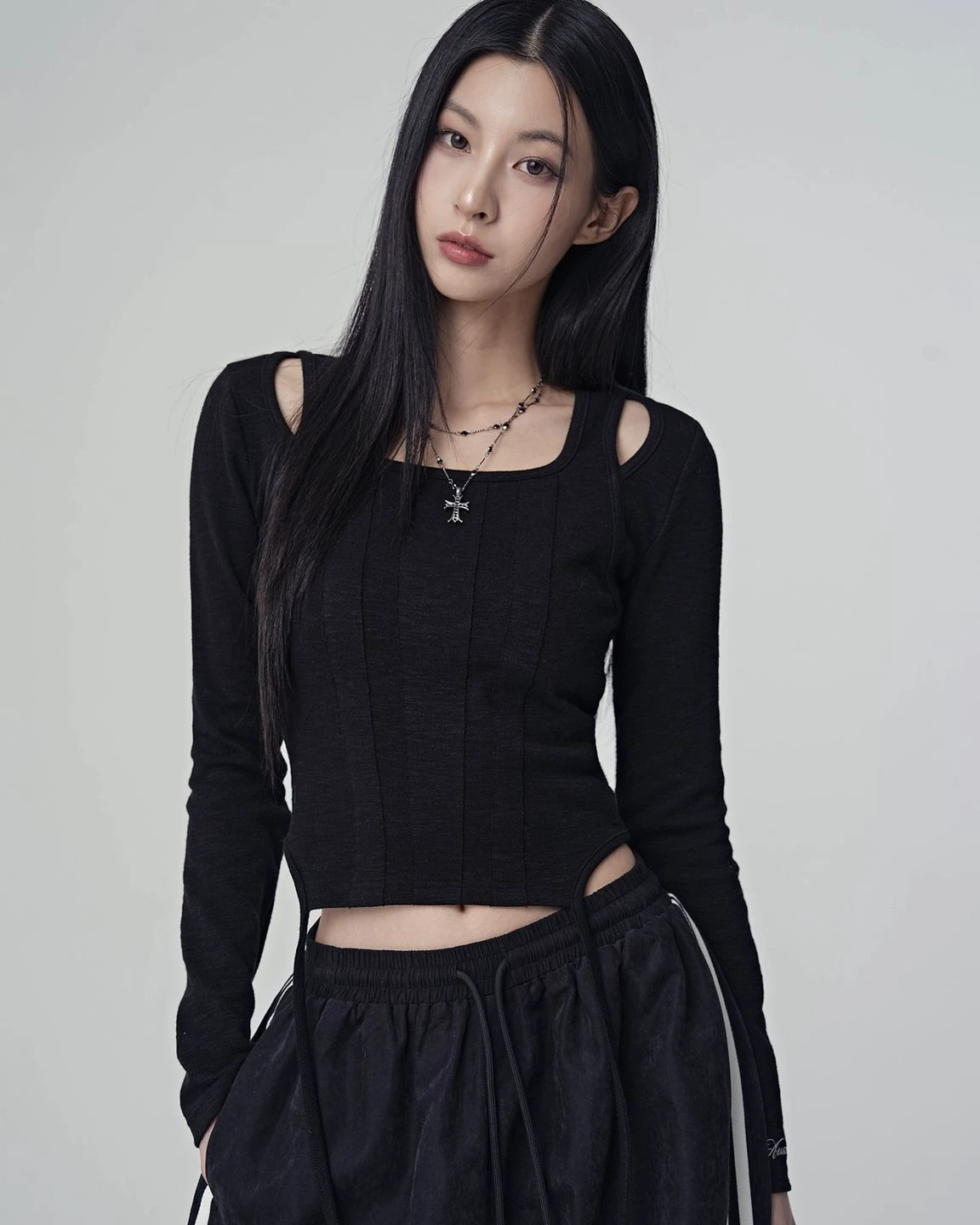 <預購> 韓國AVANDRESS SQUARE CORSET 方領飄帶長袖上衣