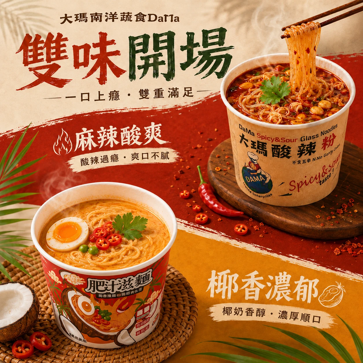 雙味開場 | 酸辣粉+肥汁滋麵各6碗